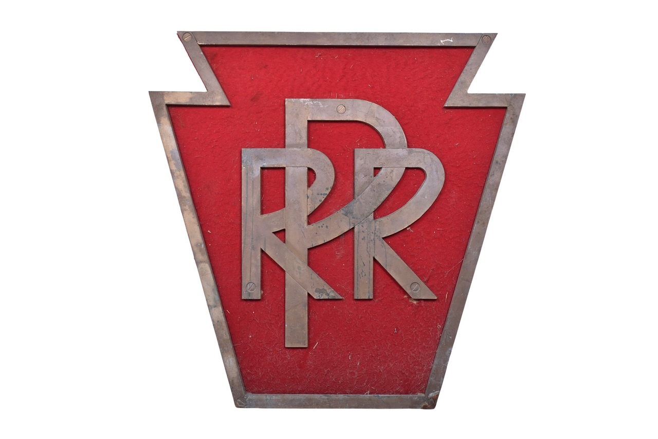6577 - Large Brass / Bronze Pennsylvania Railroad Keystone Herald from Building or Shops thumbnail