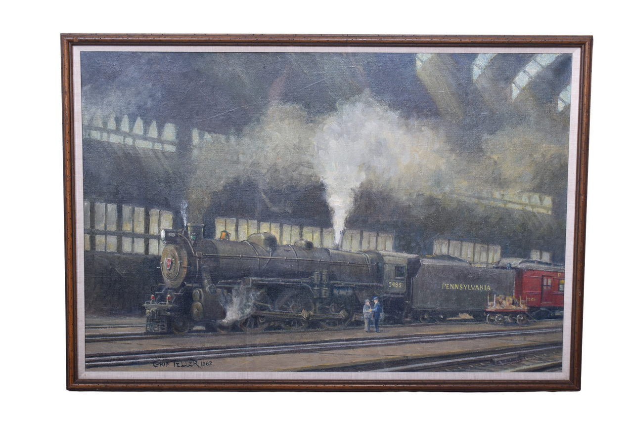 6579 - ORIGINAL 1982 Griff Teller Pennsylvania K4 Steam locomotive Painting thumbnail