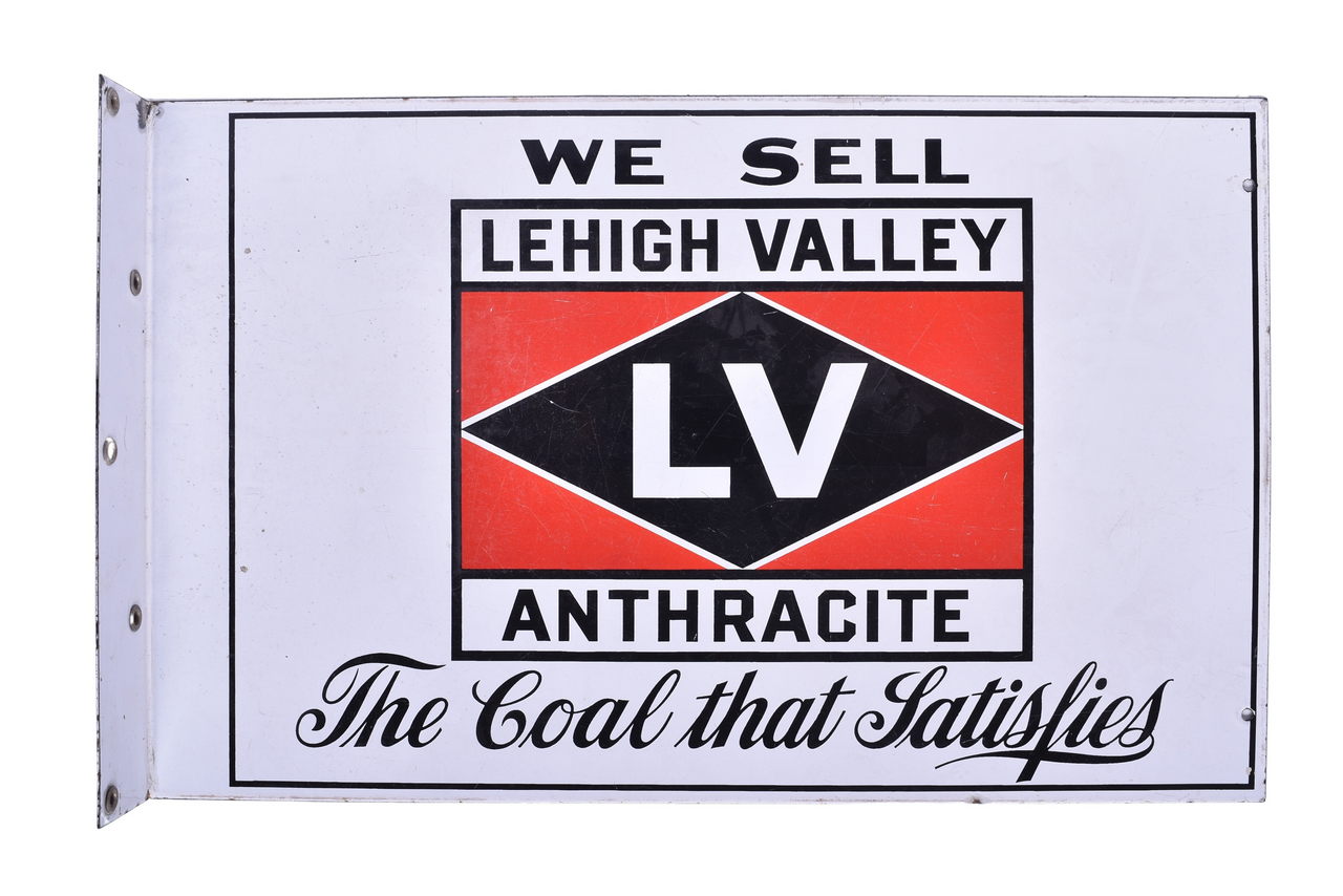 6600A - Lehigh Valley Anthracite Double Sided Porcelain Flange Sign thumbnail
