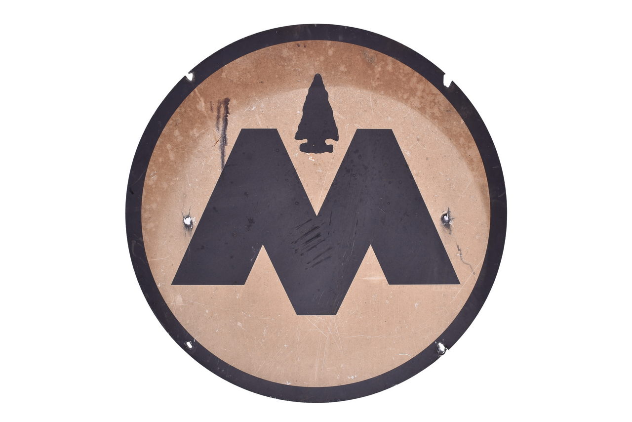 6630 - Round Aluminum Black and White Monon Sign thumbnail