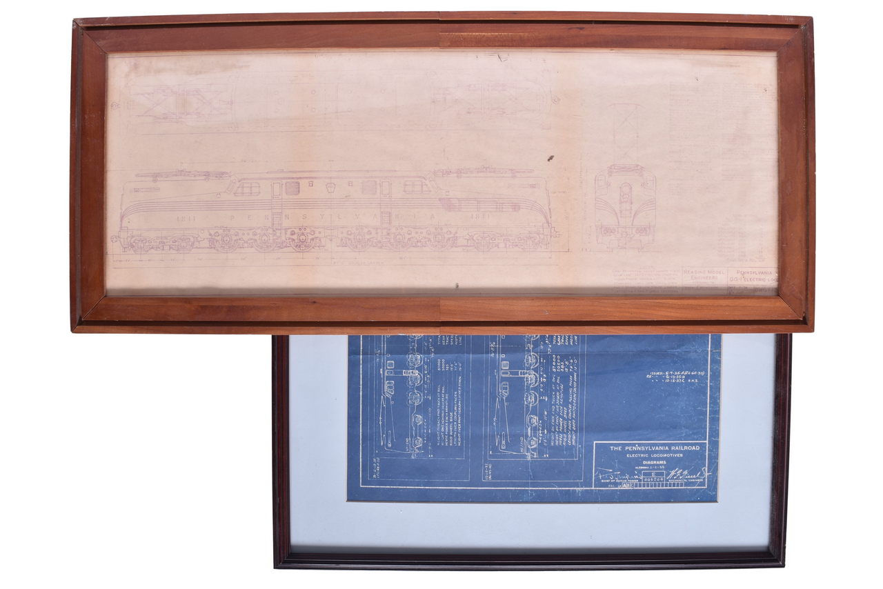 6648 - Pair of Pennsylvania Railroad GG-1 Framed Blueprints thumbnail