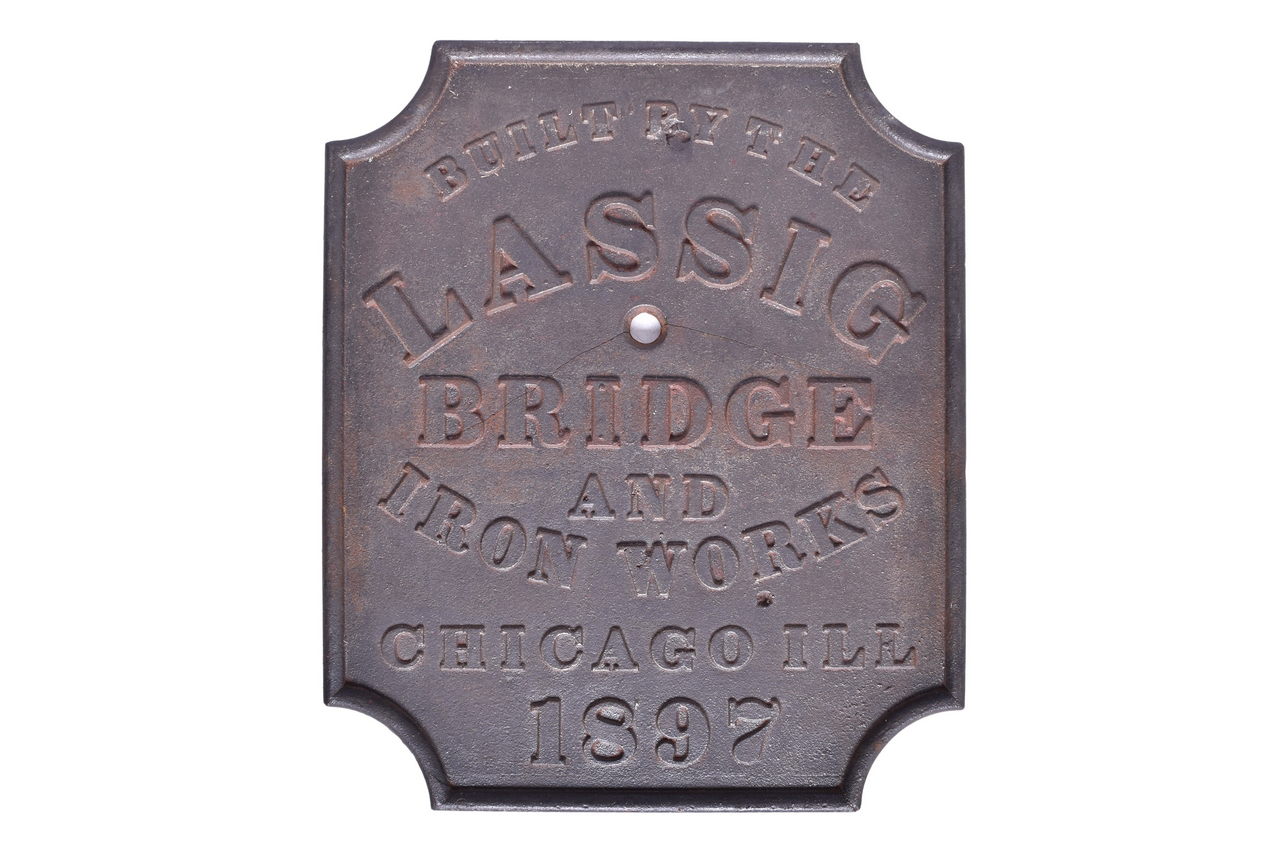 6649 - 1897 Lassig Bridge and Iron Works Cast Iron Plate thumbnail