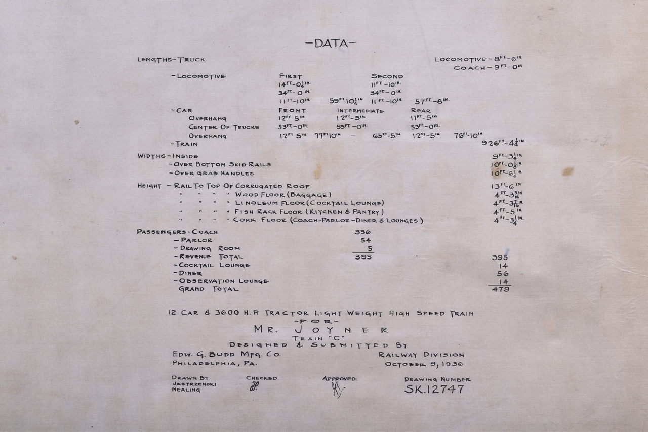6650N - Original 1936 Budd Company Drawing for Proposed 