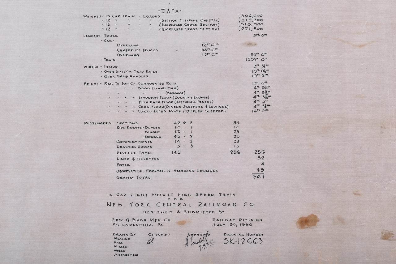 6650W - Original 1936 Budd Company New York Central 15 Car Light Weight High Speed Passenger Train thumbnail