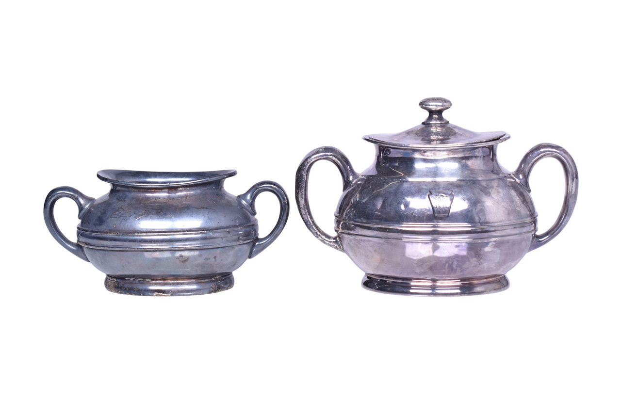 6653 - Pair of Pennsylvania Railroad Silver Sugar Bowls thumbnail
