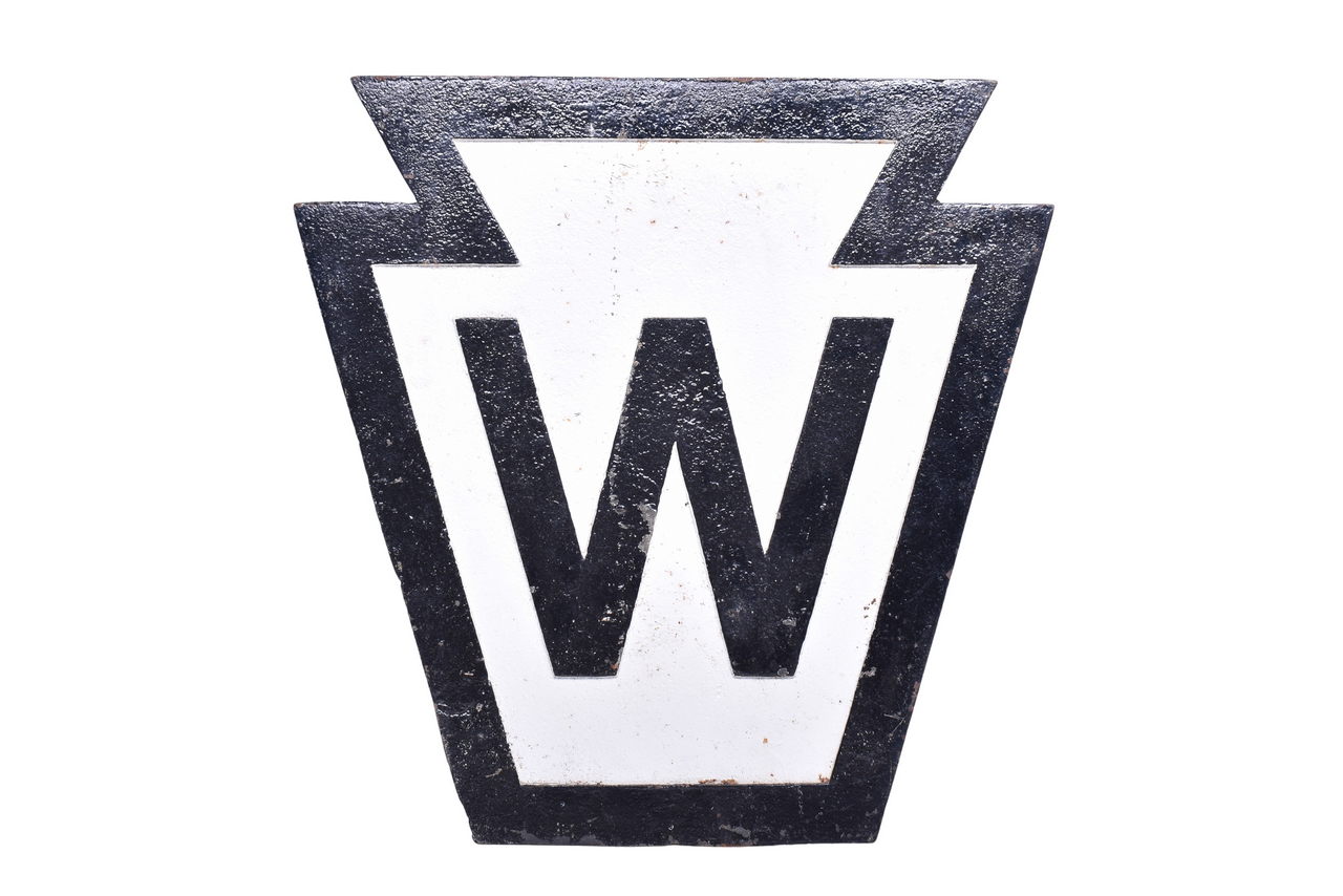 6656 - Pennsylvania Railroad Cast Iron Keystone Whistle Sign thumbnail