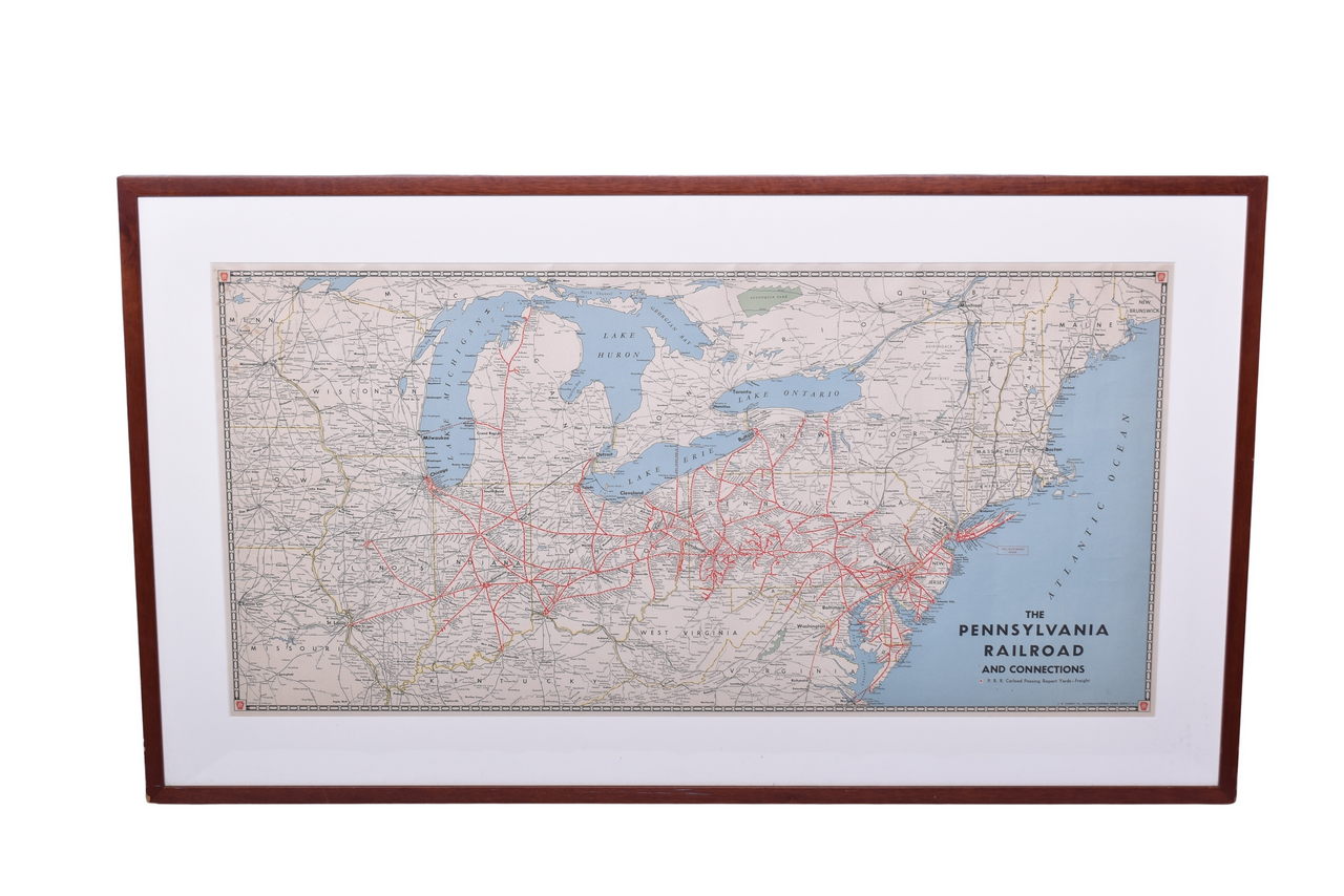6695 - Framed Pennsylvania Railroad Map (1940s?) thumbnail