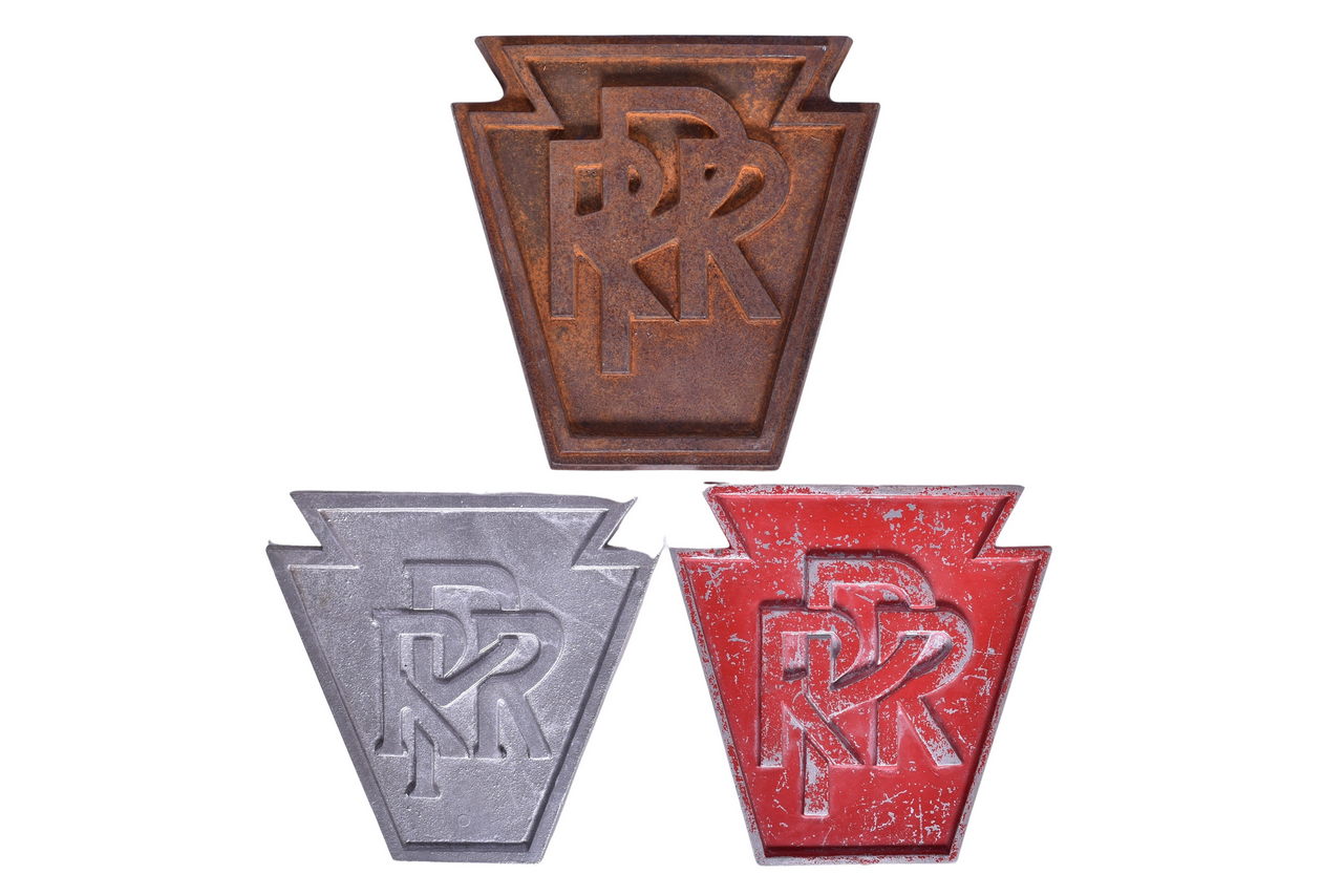 6703 - Three Cast Metal Pennsylvania Railroad Keystone Emblem Plaques thumbnail