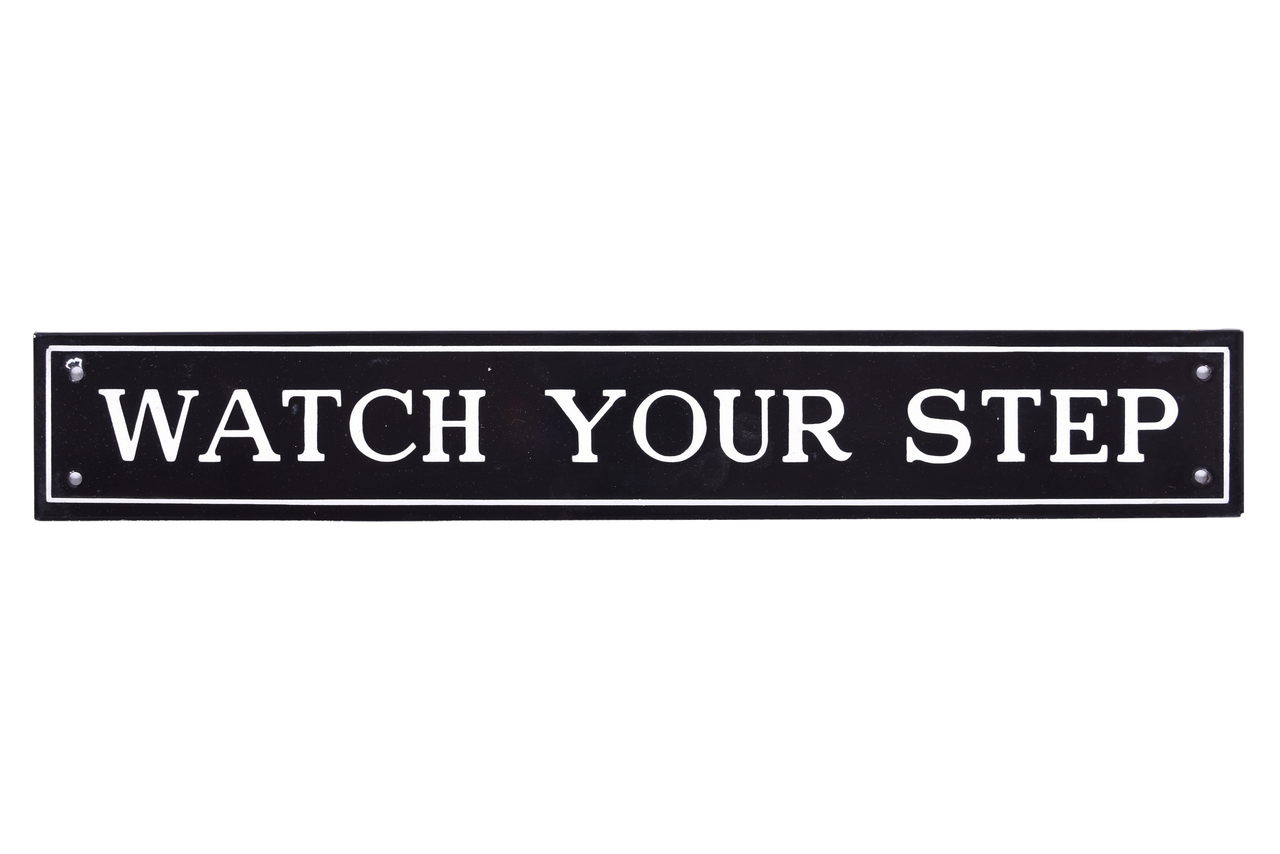 6704 - Porcelain Watch Your Step Railroad Passenger Car Sign thumbnail