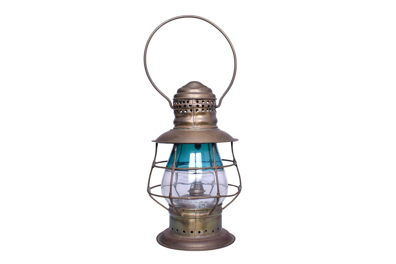 6525A - Howard and Morse Bell Bottom Lantern w/ Green Over Clear 2 Color Globe thumbnail