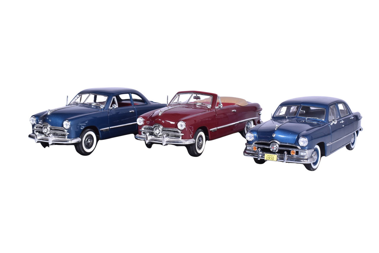 7321 - Trio of MIRA 1:18 Die Cast 1949, 1950 Ford Models thumbnail
