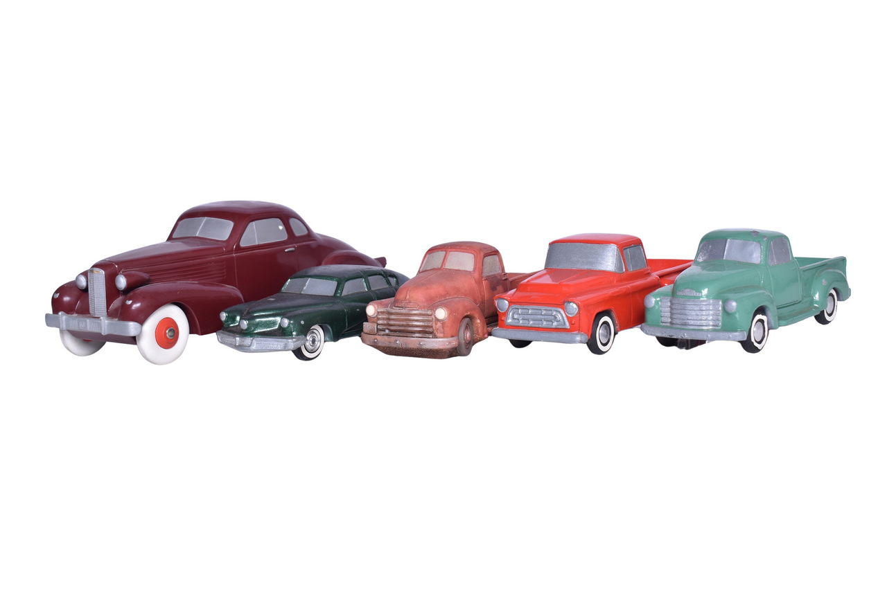 7329 - Five Die Cast Pickup Truck and Car Models - 1951 Chevy Pickup, 1957 Chevy Pickup thumbnail
