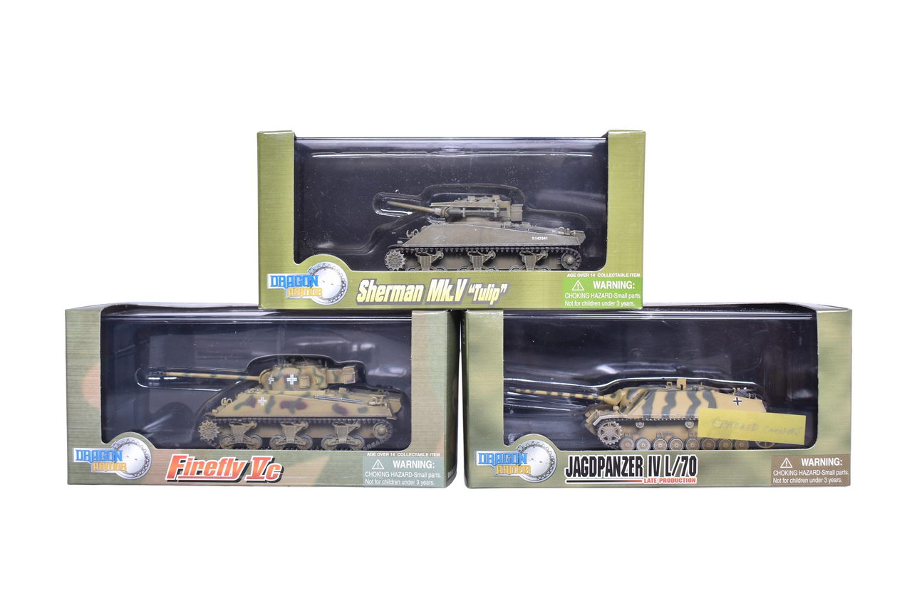 7350 - Three Dragon Models 1:72 Germany 1945 WWII Military Tanks - Firefly Vc, Sherman Mk. V, Jagdpanzer IV L/70 - NIB thumbnail