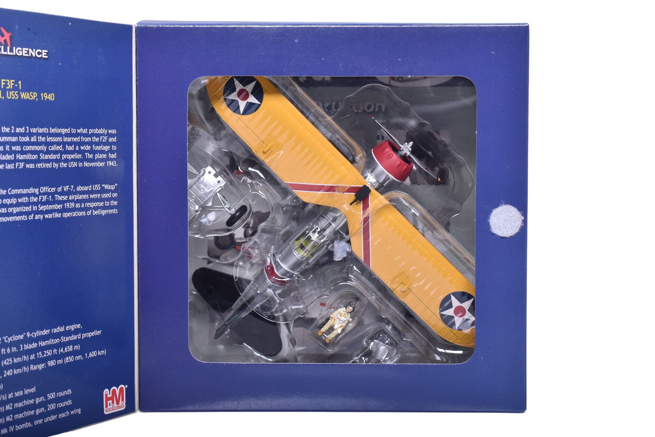 7360 - Hobby Master 1:48 Grumman F3F-1 Die Cast USS WASP Military Plane - NIB thumbnail