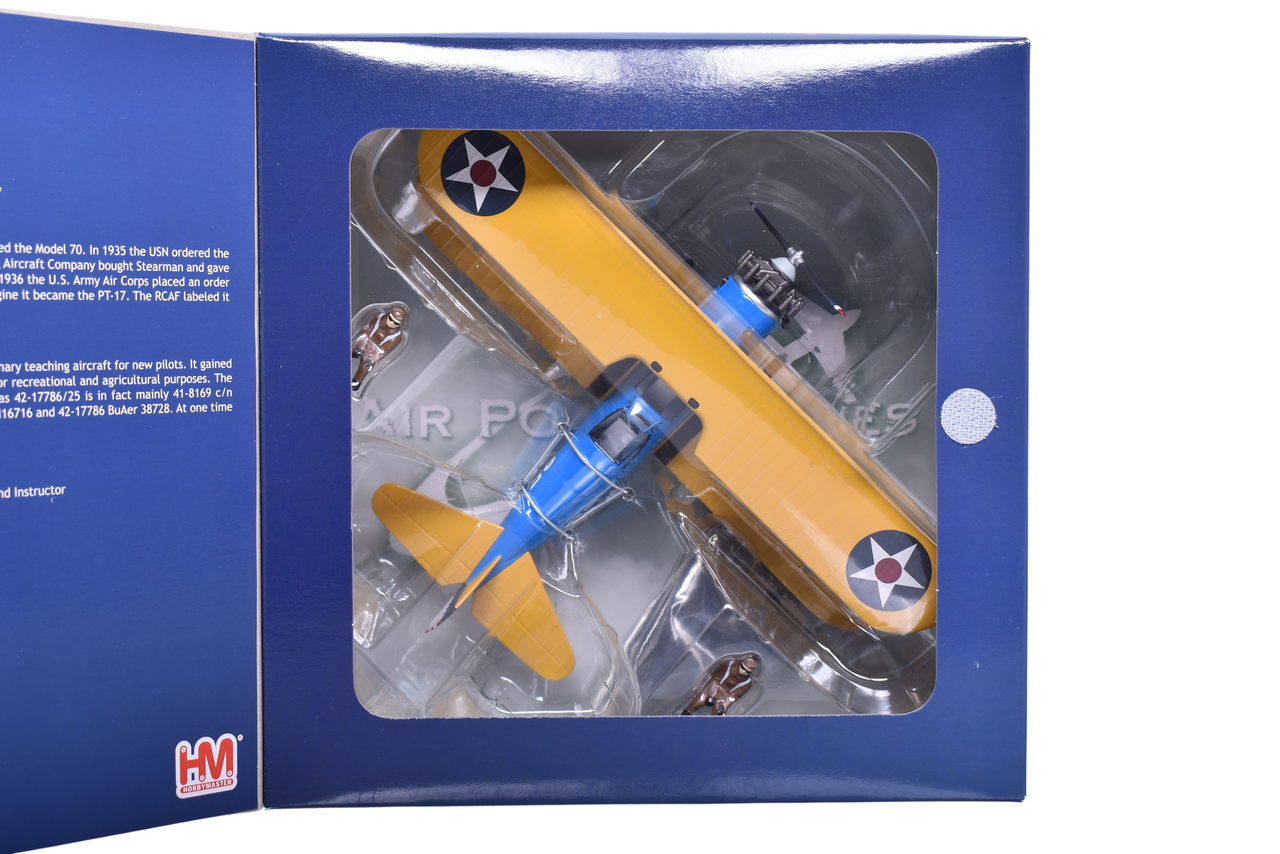 7384 - Hobby Master 1:48 Boeing Stearman PT-17 Die Cast Bi-Plane Trainer Military Plane thumbnail