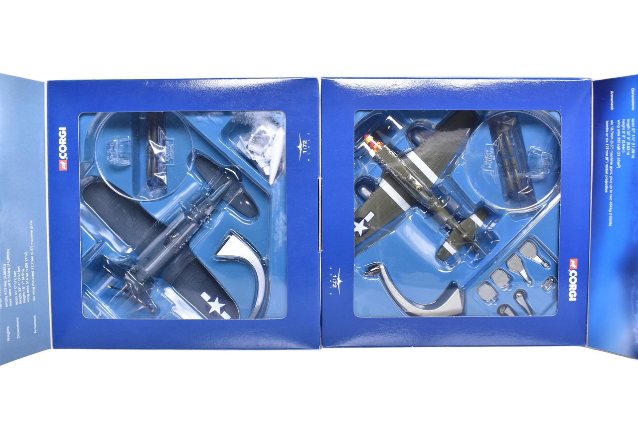 7418 - Pair of Corgi 1:72 Vought F4U-1A Corsair 'White 29' & P51D Mustang 'Old Crow' Diecast Planes thumbnail