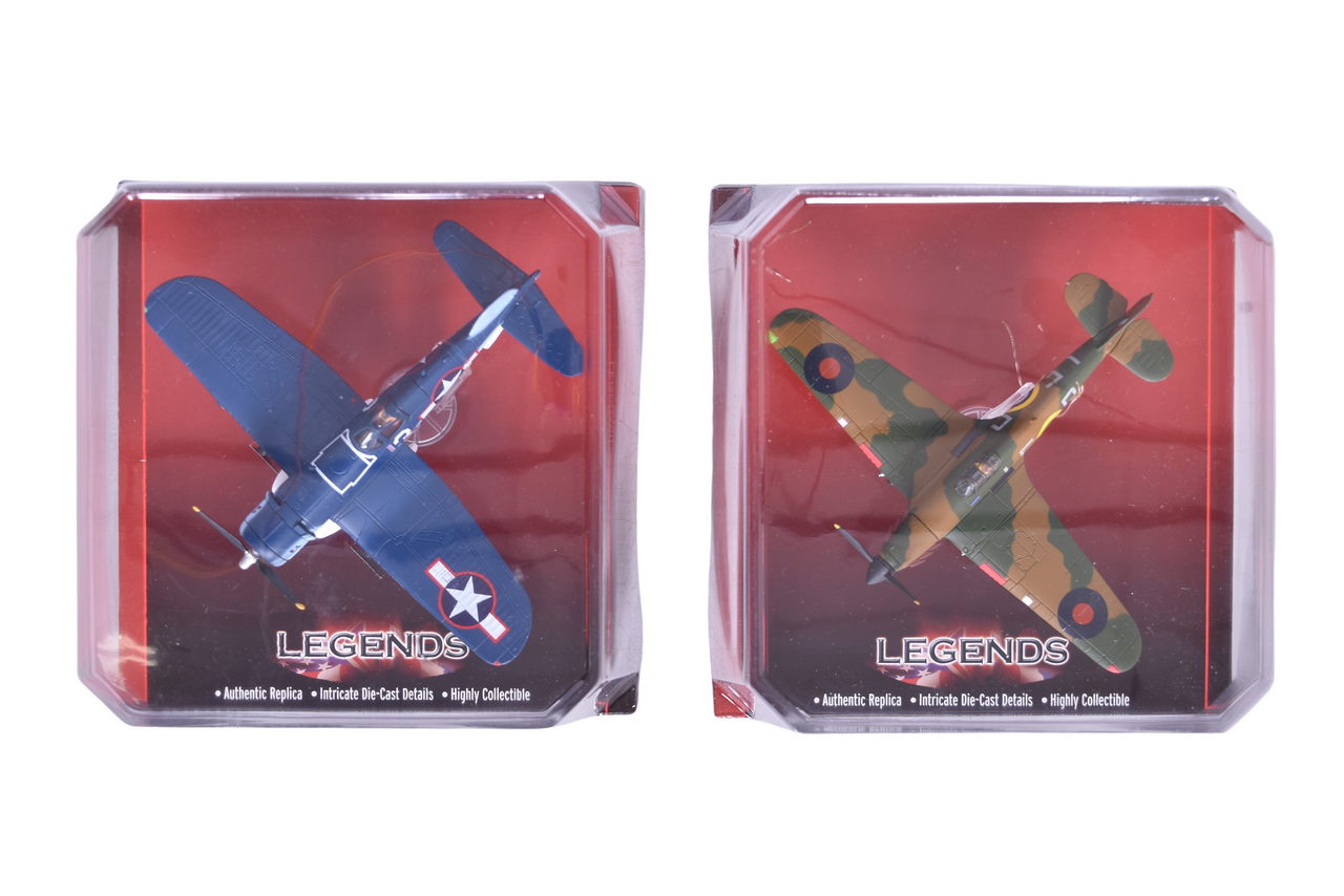 7509 - Pair of Corgi Legends 1:72 Hawker Hurricane MKI and F4U Corsair Die Cast WWII Military Planes - NIB thumbnail