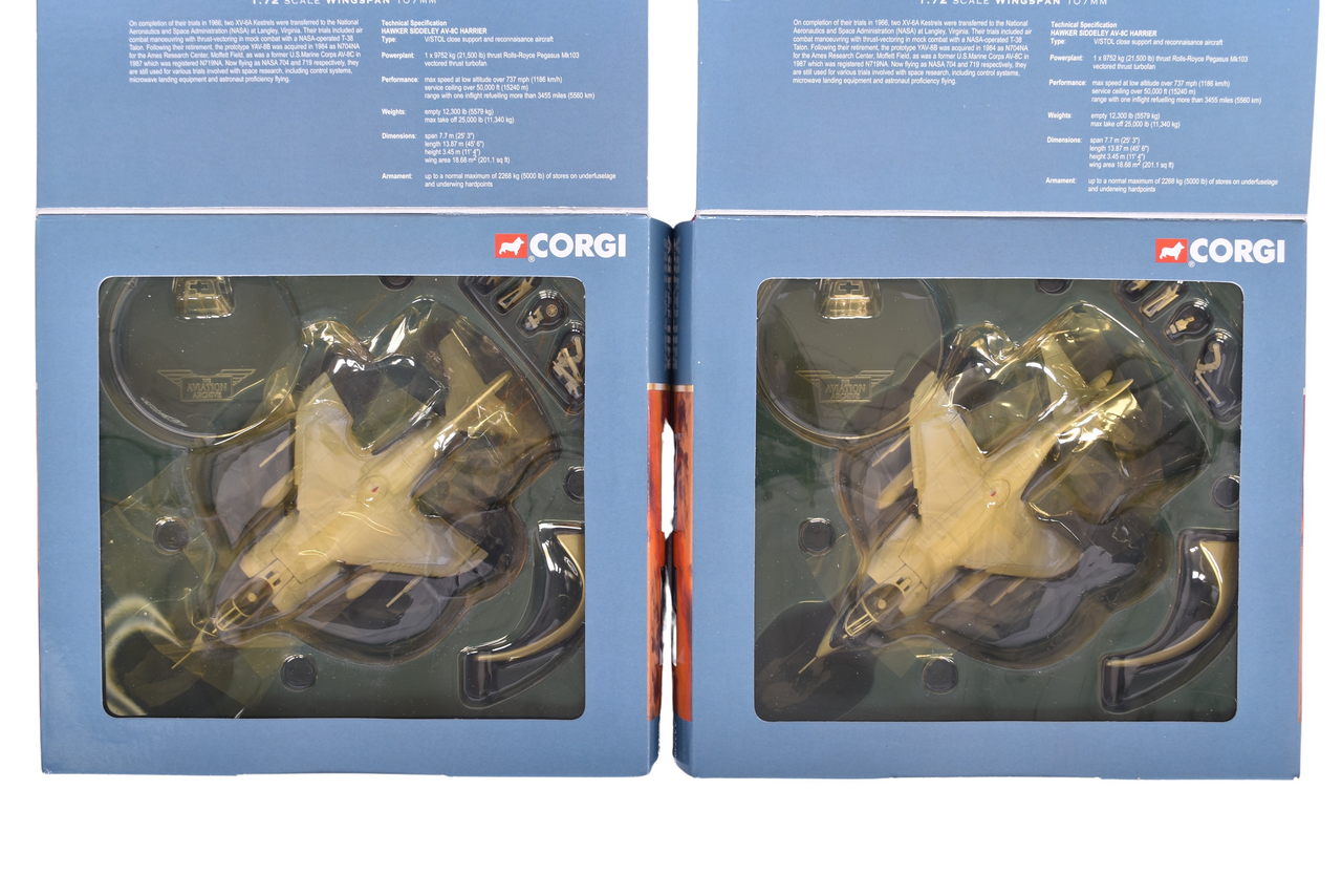 7520 - Pair of Corgi 1:72 AA32408 NASA Hawker Siddeley AV-8C Harrier Diecast Military Planes thumbnail