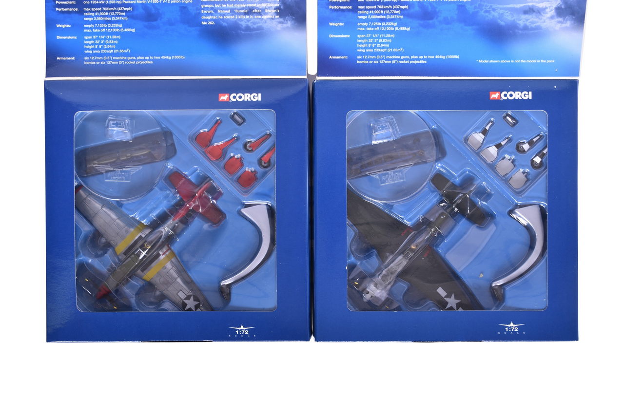 7586 - Pair of Corgi 1:72 P51D Mustang 'Bunnie' and 'The Hun Hunter From Texas' Diecast Military Planes thumbnail