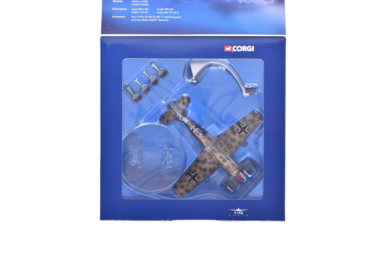 7587 - Corgi 1:72 49204 Messerschmitt Bf-109E Diecast Battle of Britain Military Plane thumbnail