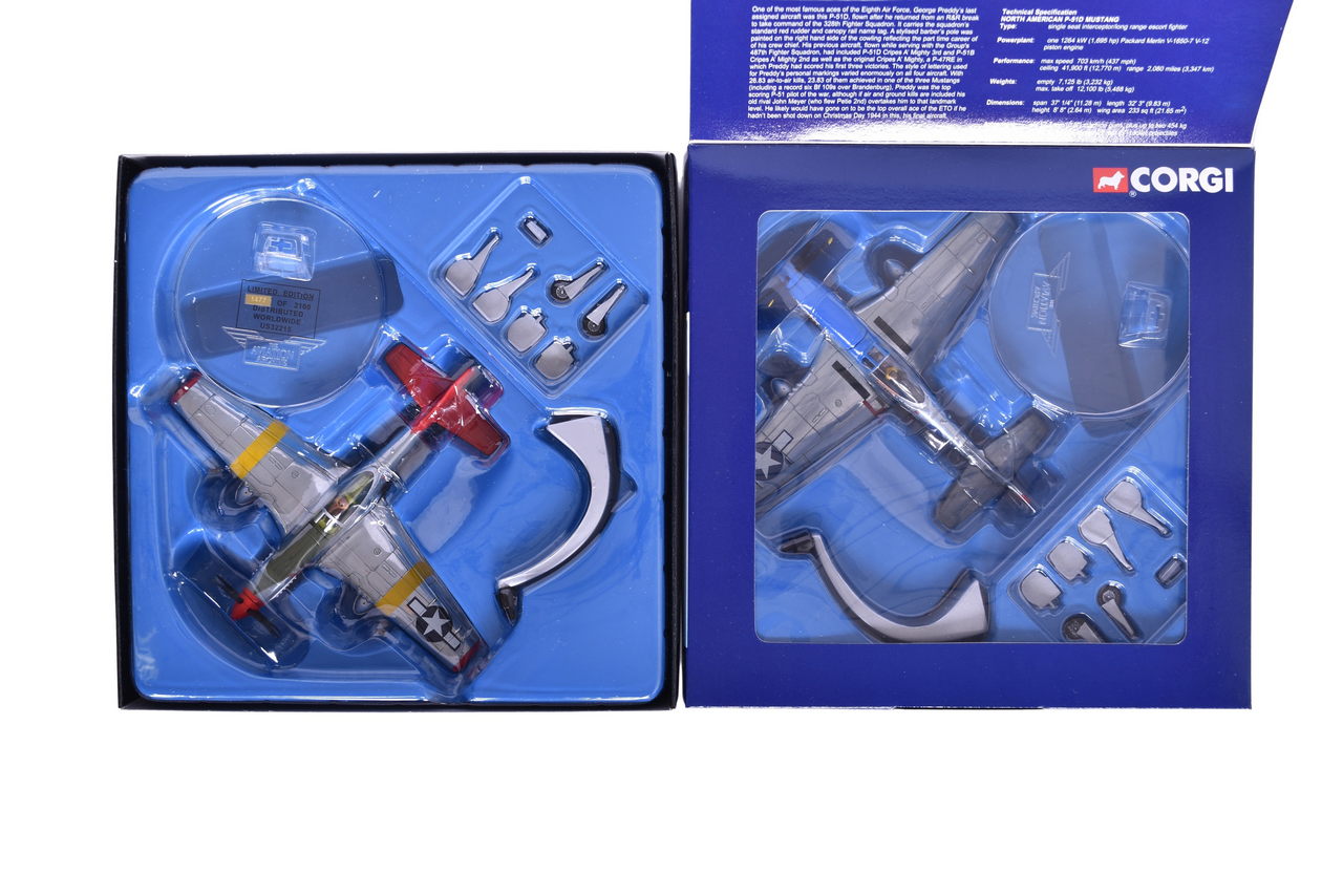 7588 - Pair of Corgi 1:72 P51D Mustang 'Creamer's Dream' and 'Cripes A' Mighty' Diecast Military Planes thumbnail