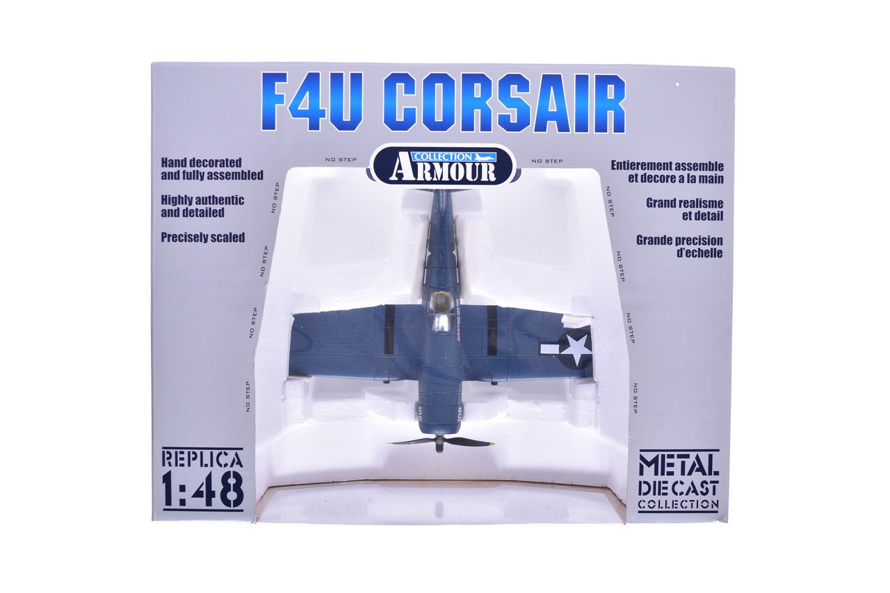7663 - Franklin Mint Armour Collection 98059 F4U Corsair USMC Diecast WWII Ace Military Plane thumbnail