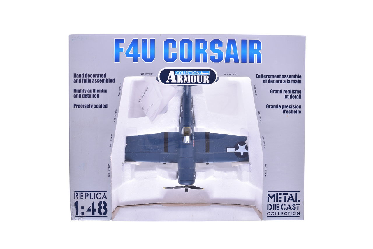 7666 - Franklin Mint Armour Collection 98059 F4U Corsair USMC Diecast WWII Ace Military Plane thumbnail