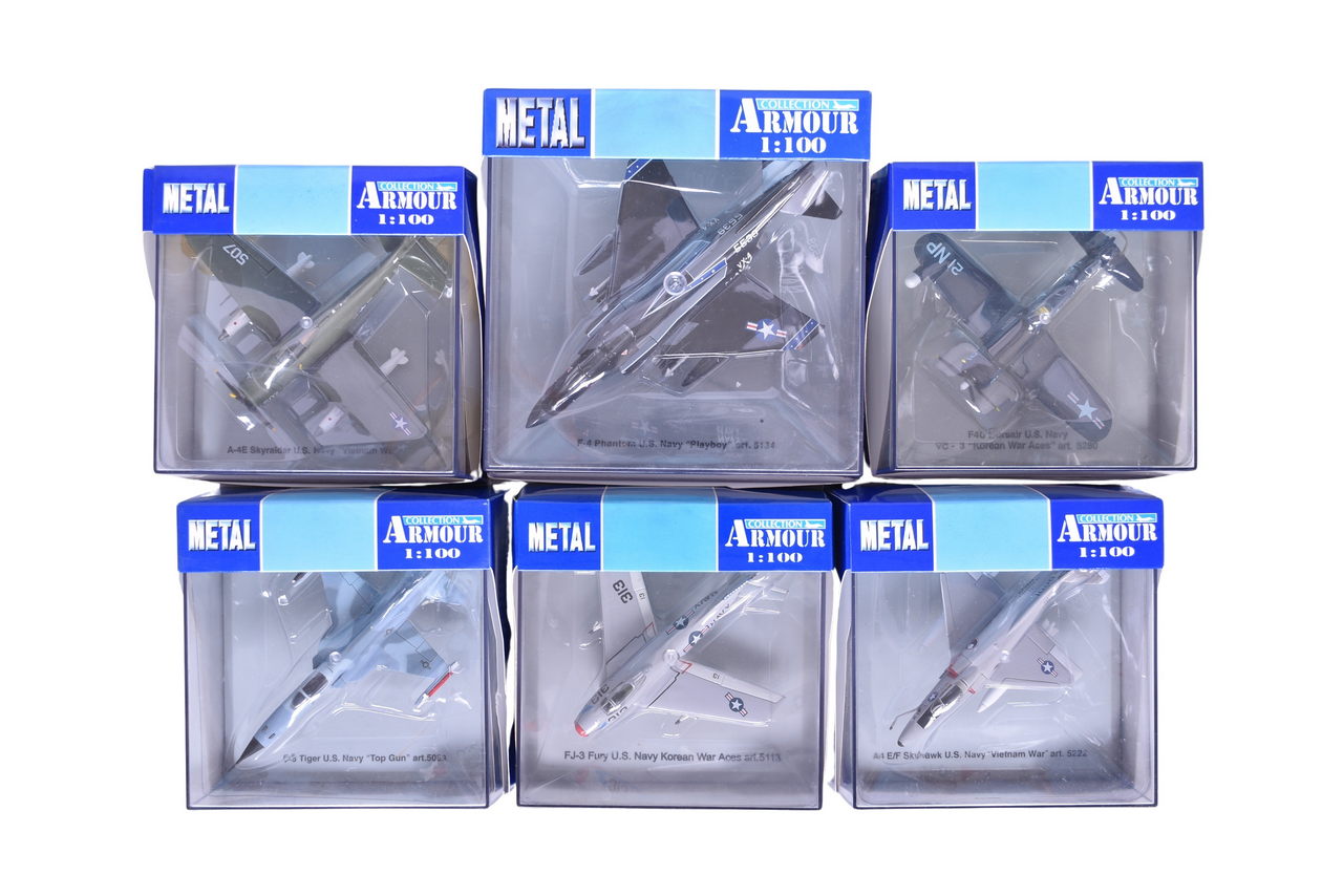 7741 - Six Armour Collection / Franklin Mint 1:100 U.S. Navy Diecast Planes thumbnail