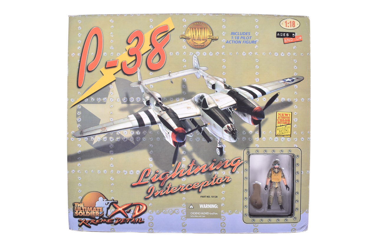 7746 - The Ultimate Soldier 1:18 WWII P-38 Lighting Interceptor Military Plane w/ Pilot thumbnail
