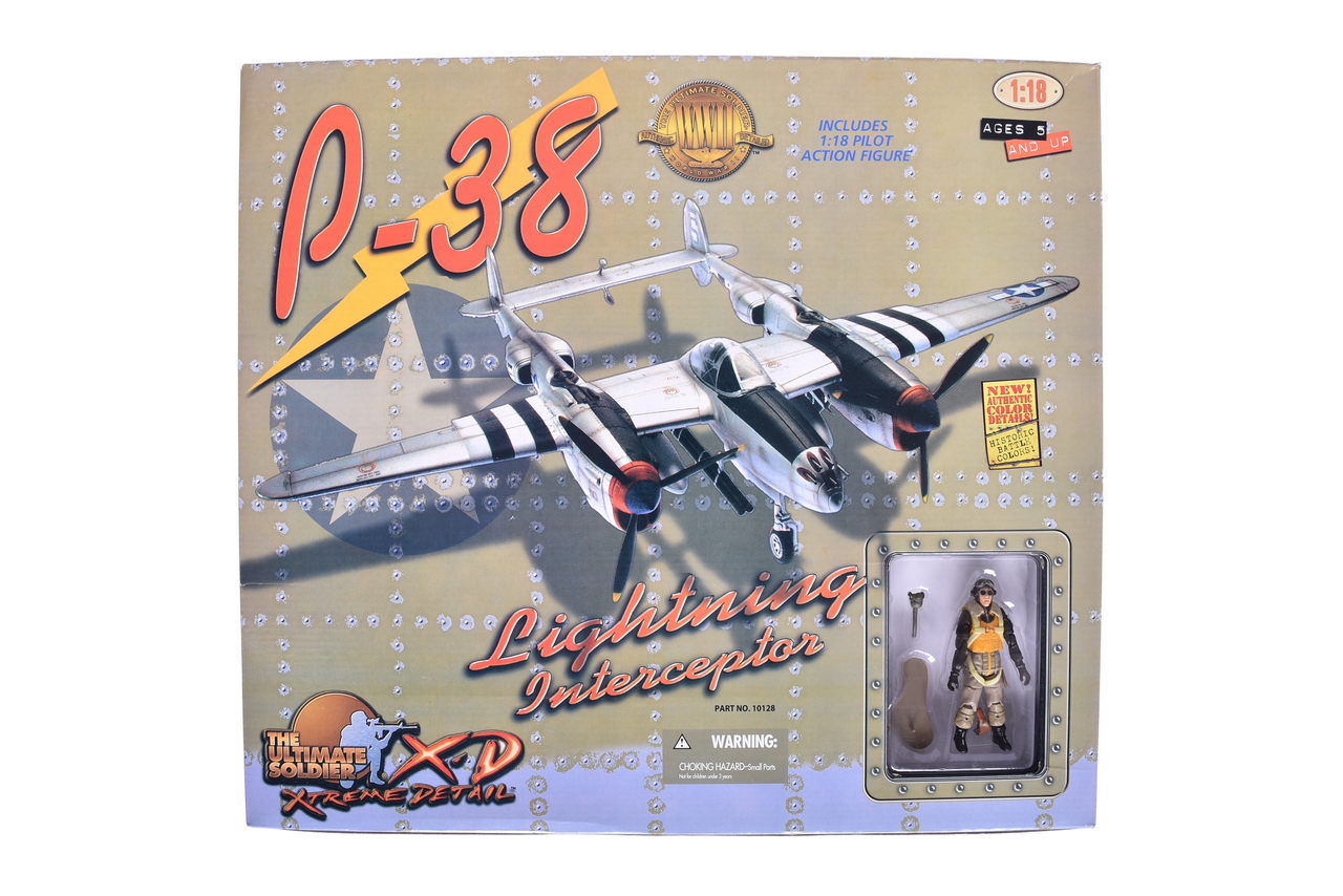 7749 - 21st Century Toys 1:18 WWII P-38 Lighting Interceptor Military Plane w/ Pilot - The Ultimate Soldier thumbnail
