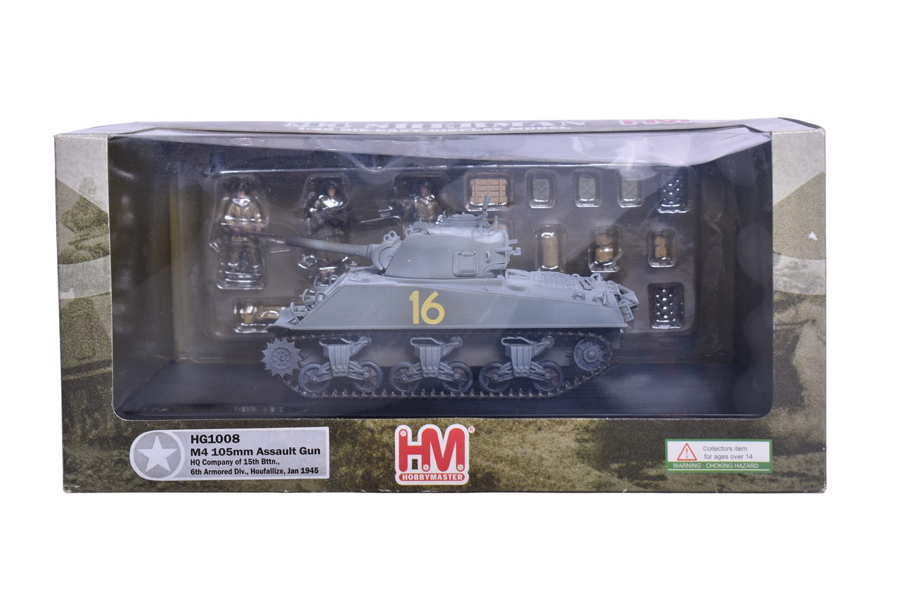 7816 - Hobby Master 1:48 M4 Sherman 105mm Assault Gun Diecast WWII Military Tank - NIB thumbnail