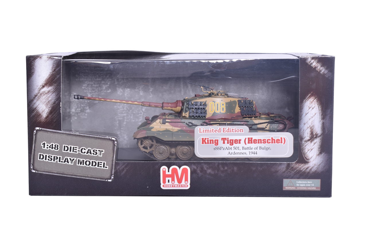 7819 - Hobby Master 1:48 King Tiger (Henschel) Battle of the Bulge Diecast WWII Military Tank - Limited Edition NIB thumbnail
