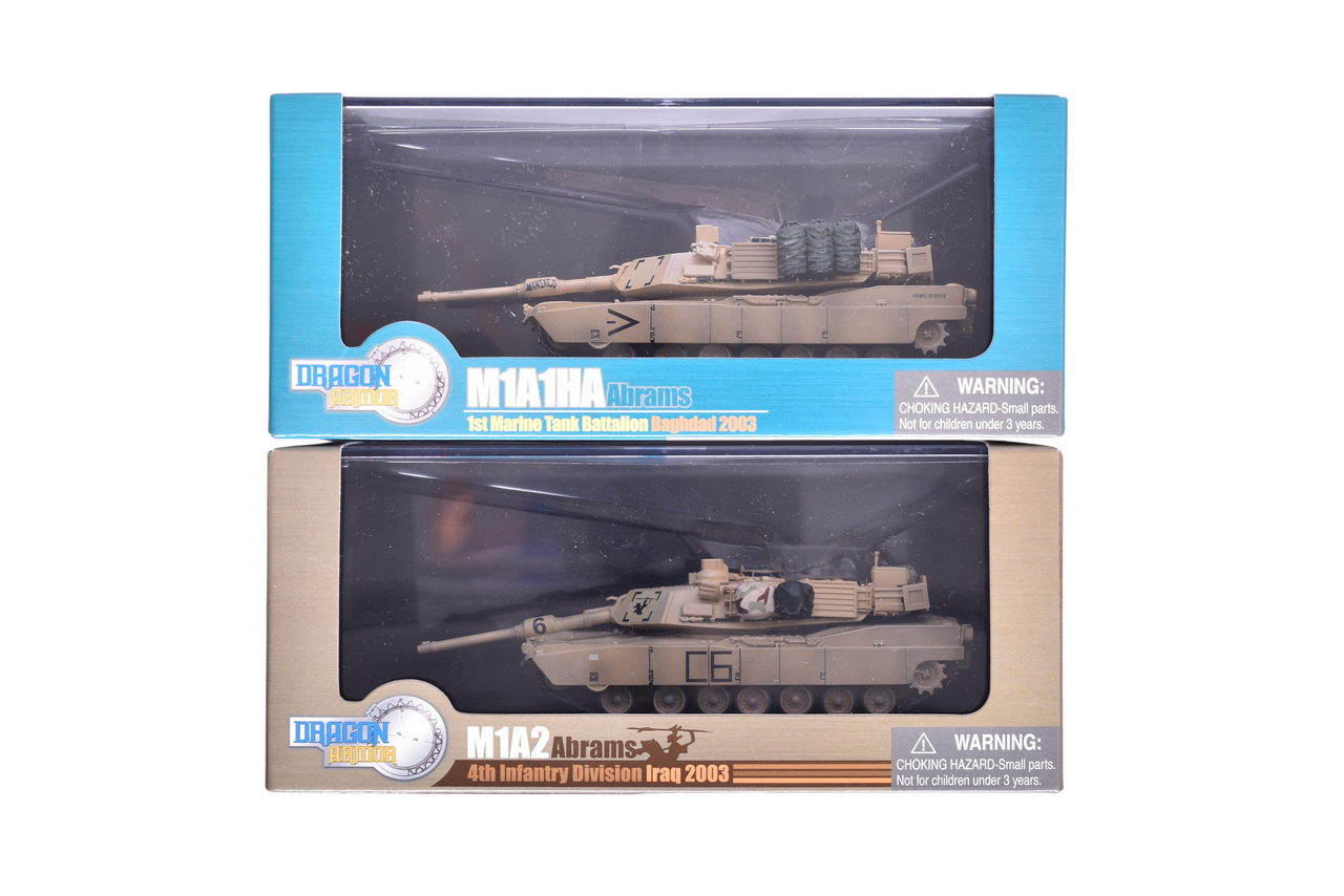 7856 - Pair of Dragon Armor 1:72 M1A2 and M1A1HA Abrams Diecast Military Tanks thumbnail