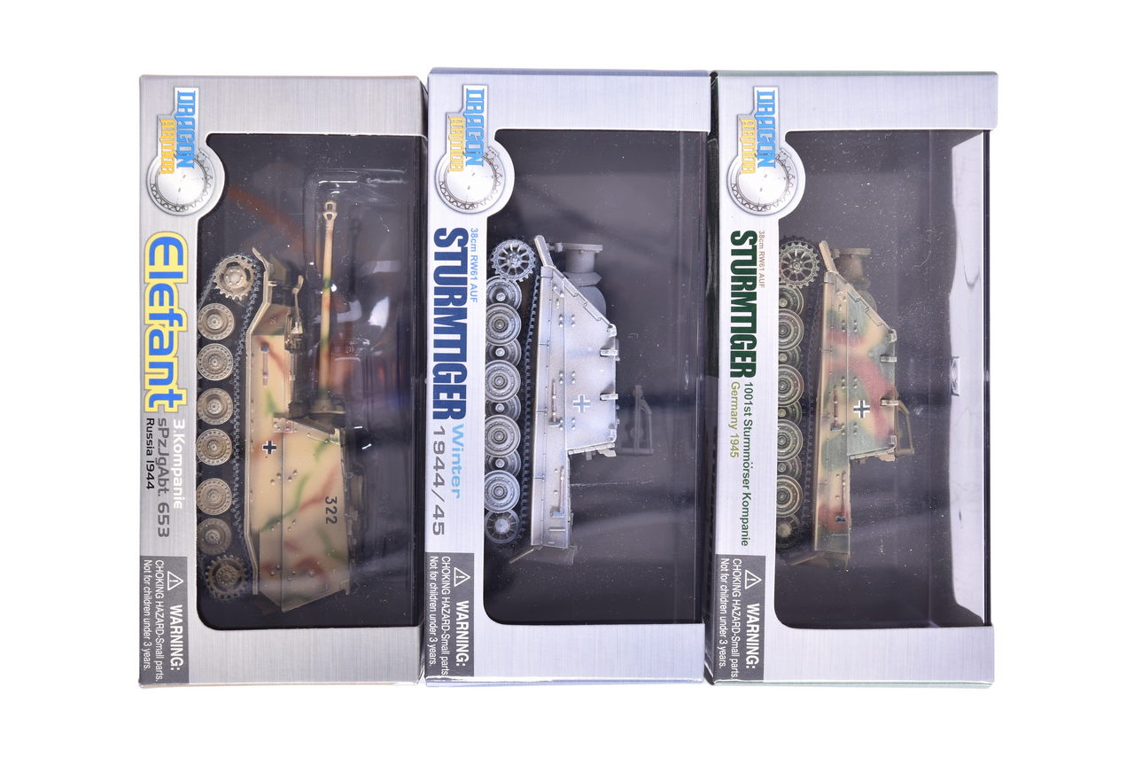 7858 - Three Dragon Armor 1:72 Elefant and Sturmtiger Diecast Military Tanks - NIB thumbnail
