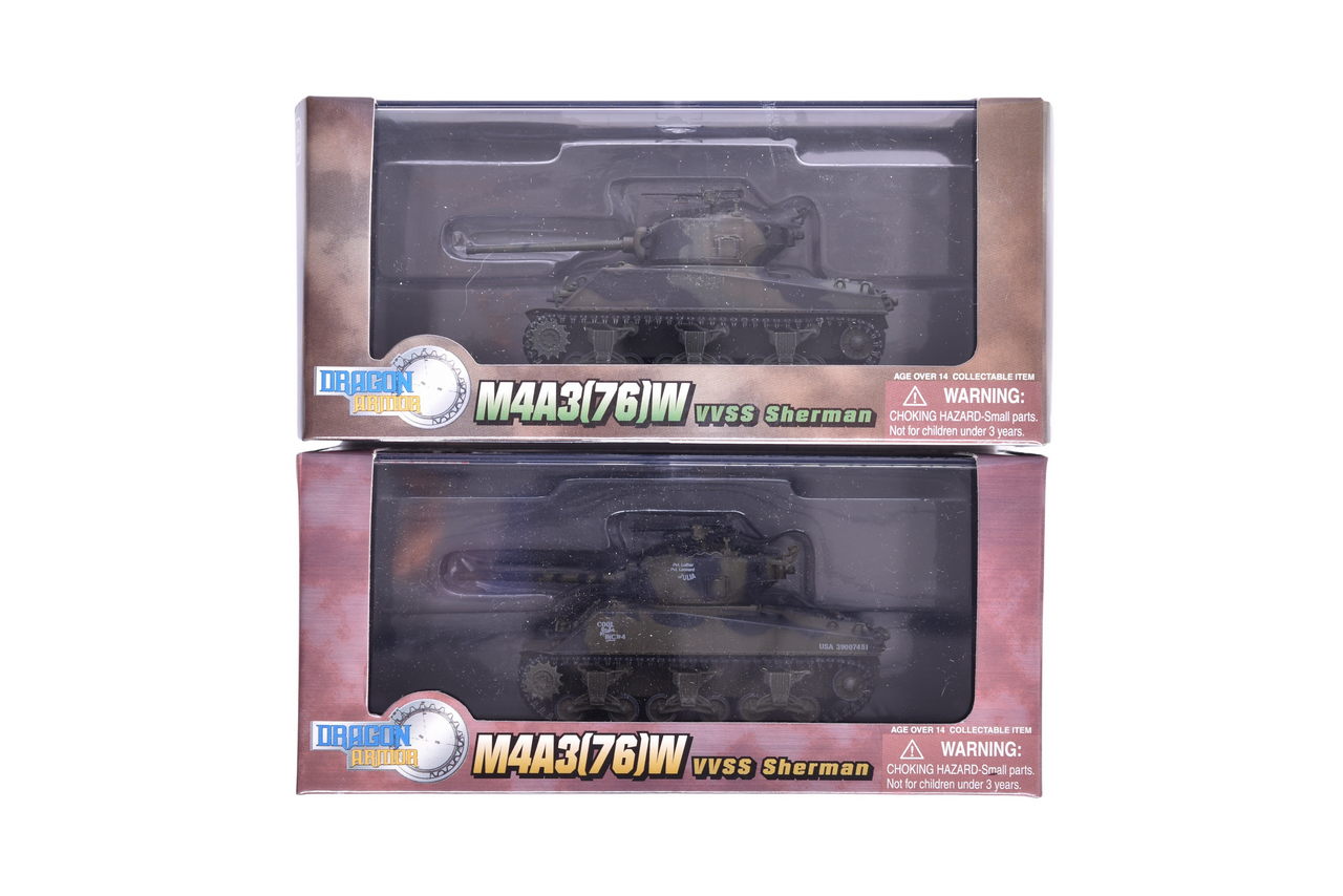 7864 - Pair of Dragon Armor 1:72 M4A3(76)W VVSS Sherman Diecast WWII Military Tanks thumbnail