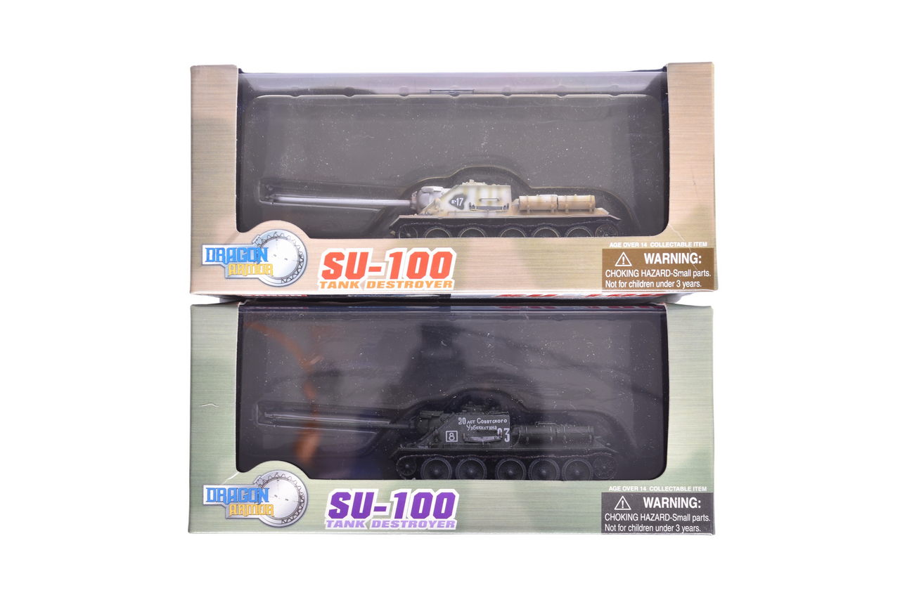 7872 - Pair of Dragon Armor 1:72 Su-100 Tank Destroyer Diecast WWII Hungary Military Tanks thumbnail