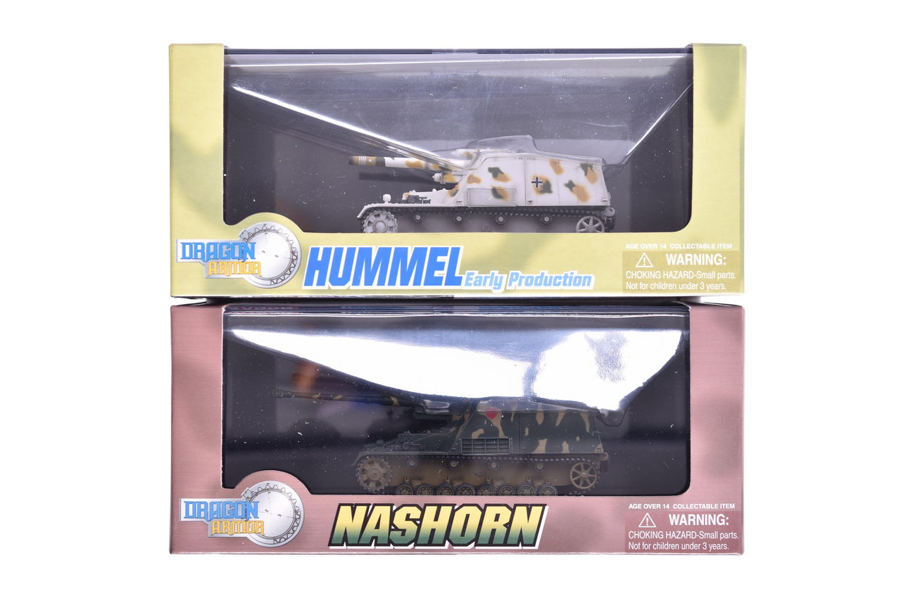 7877 - Pair of Dragon Armor 1:72 Diecast WWII Military Tanks - Nashorn and Hummel Early Production thumbnail