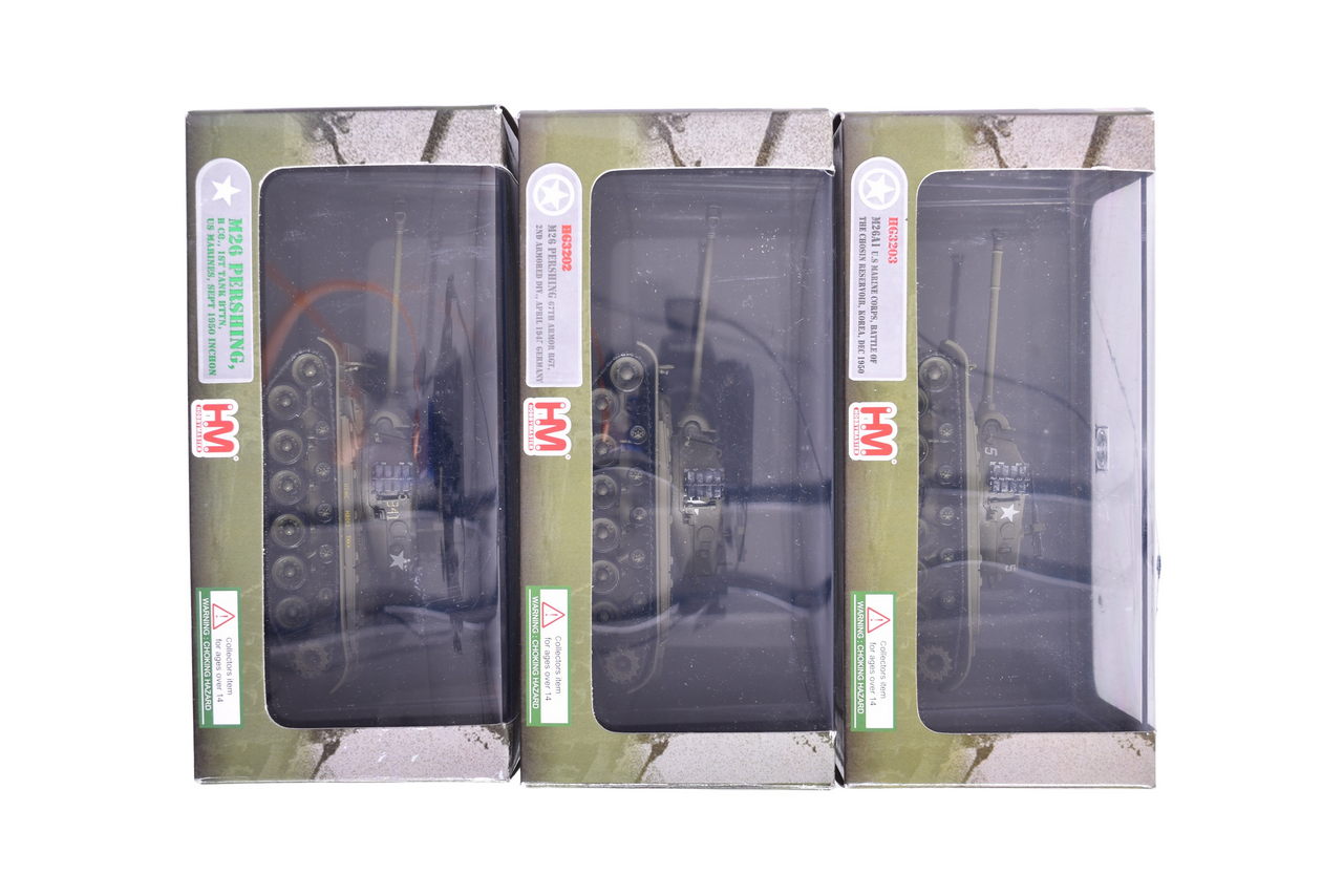 7882 - Three Hobby Master 1:72 M26 Pershing Diecast US Military Tanks - NIB thumbnail