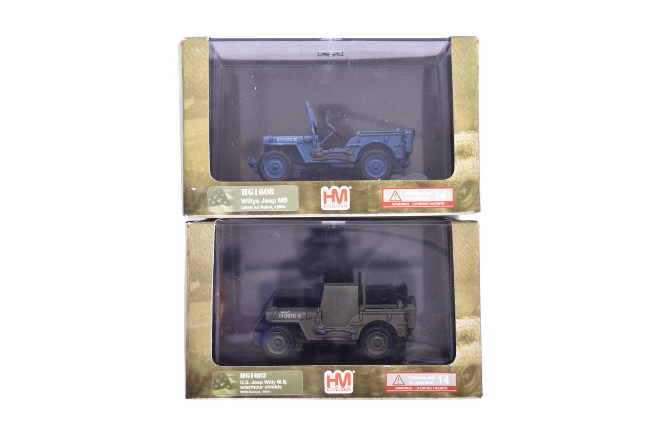 7887 - Pair of Hobby Master 1:72 Willys Jeep MB Diecast US Military Vehicles thumbnail