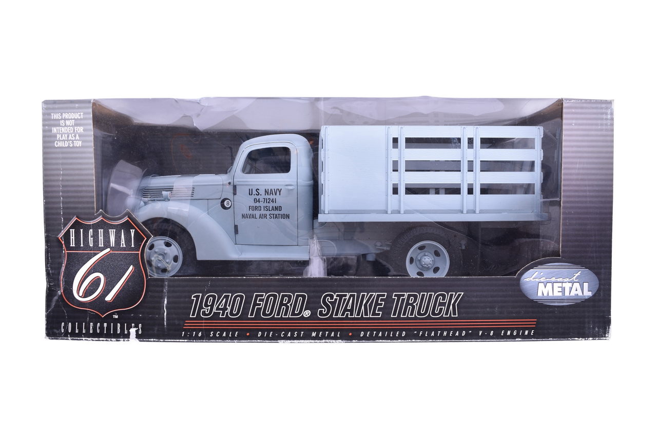 7895 - ERTL Highway 61 1:16 U.S. Navy 1940 Ford Stake Truck Diecast Model #50321 thumbnail