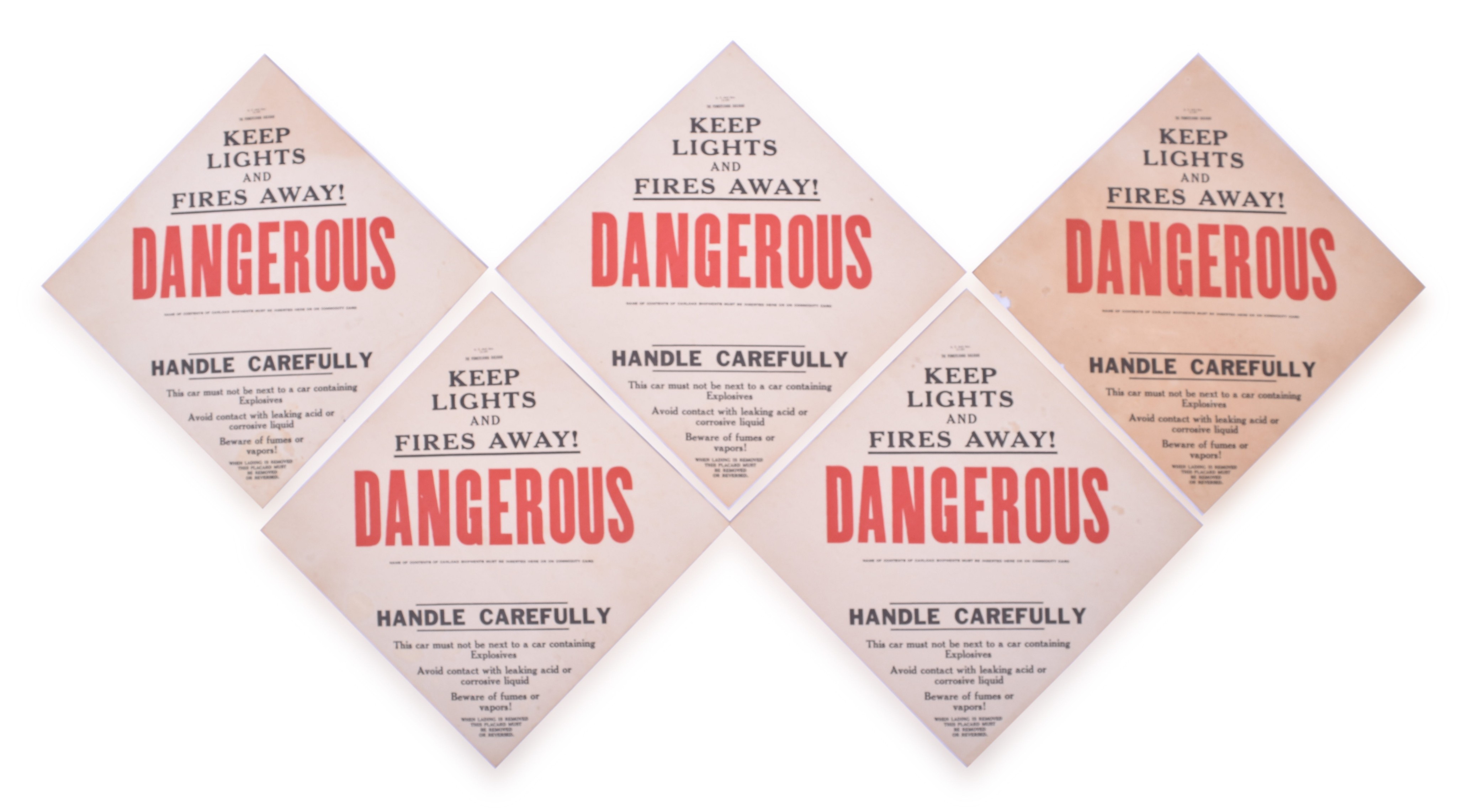 2005 - Group of Pennsylvania Railroad Tank Car Danger Placards, Gasoline Ration Check Book, and Safety Leg Band thumbnail