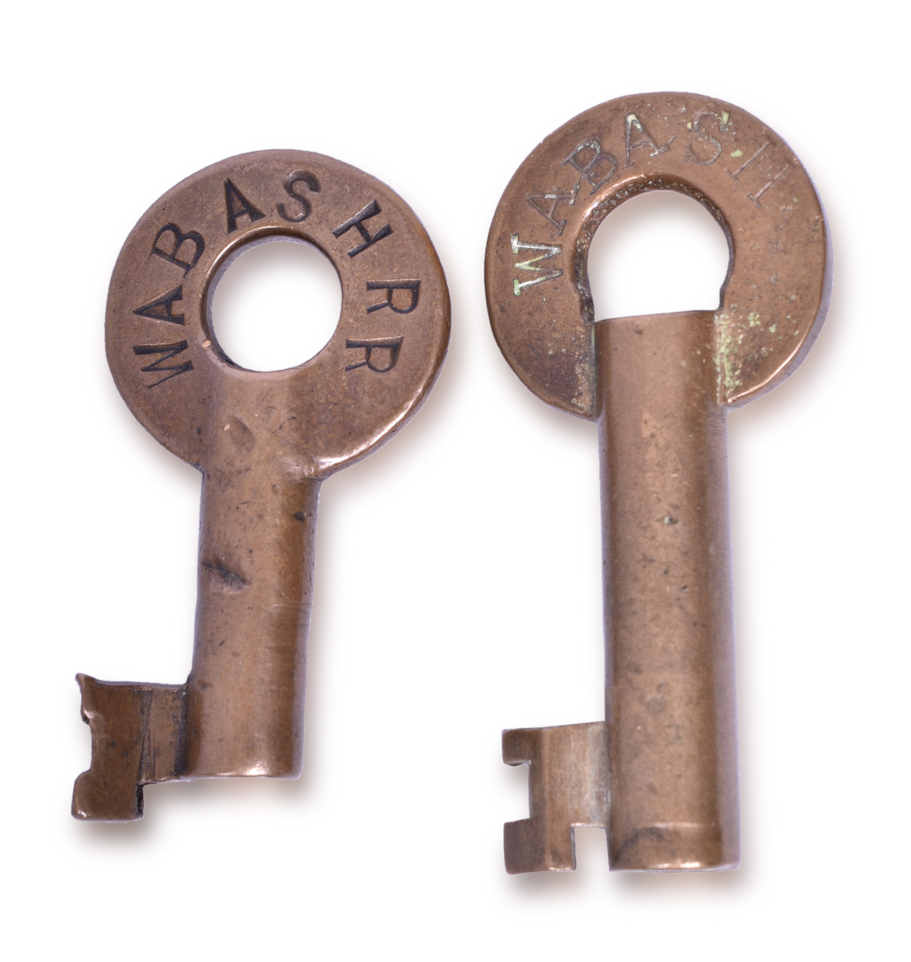 2012 - Pair of Wabash Railroad Brass Keys - Fraim and Repair Track thumbnail