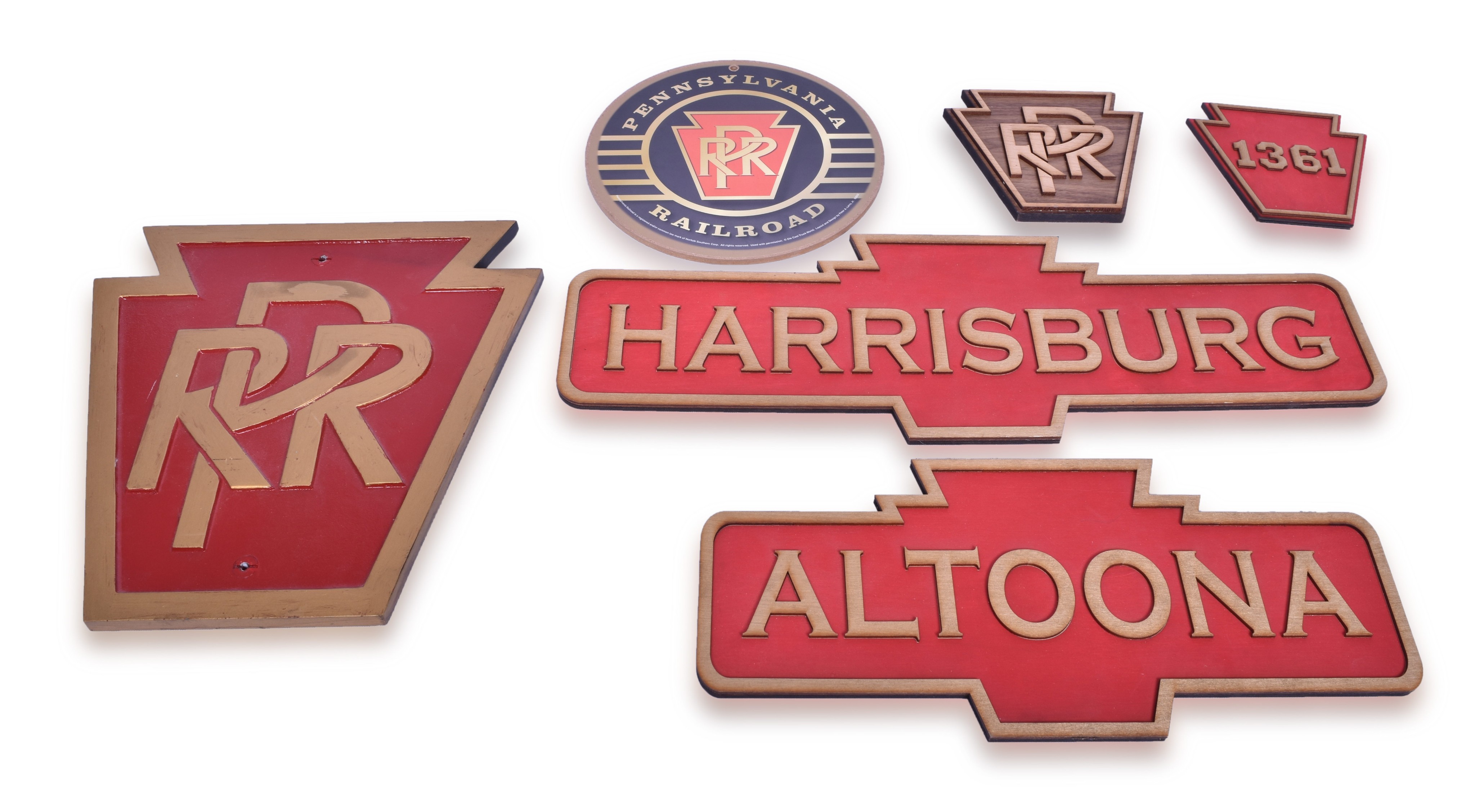 2013 - Six Reproduction Pennsylvania Railroad Signs - Keystone, Harrisburg, Altoona thumbnail