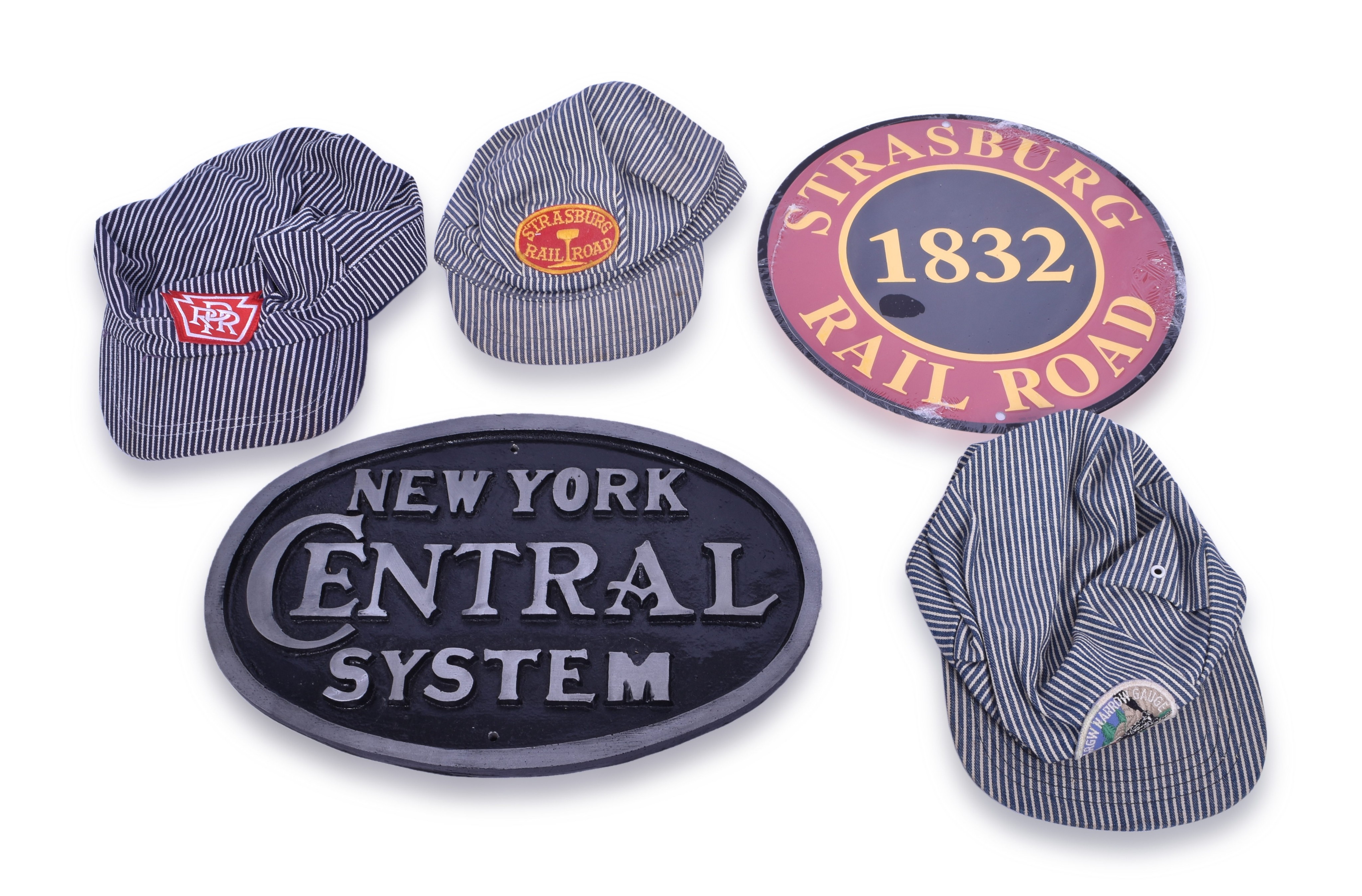 2015 - Reproduction New York Central Locomotive Plate, Three Engineer Hats, Strasburg Metal Sign thumbnail