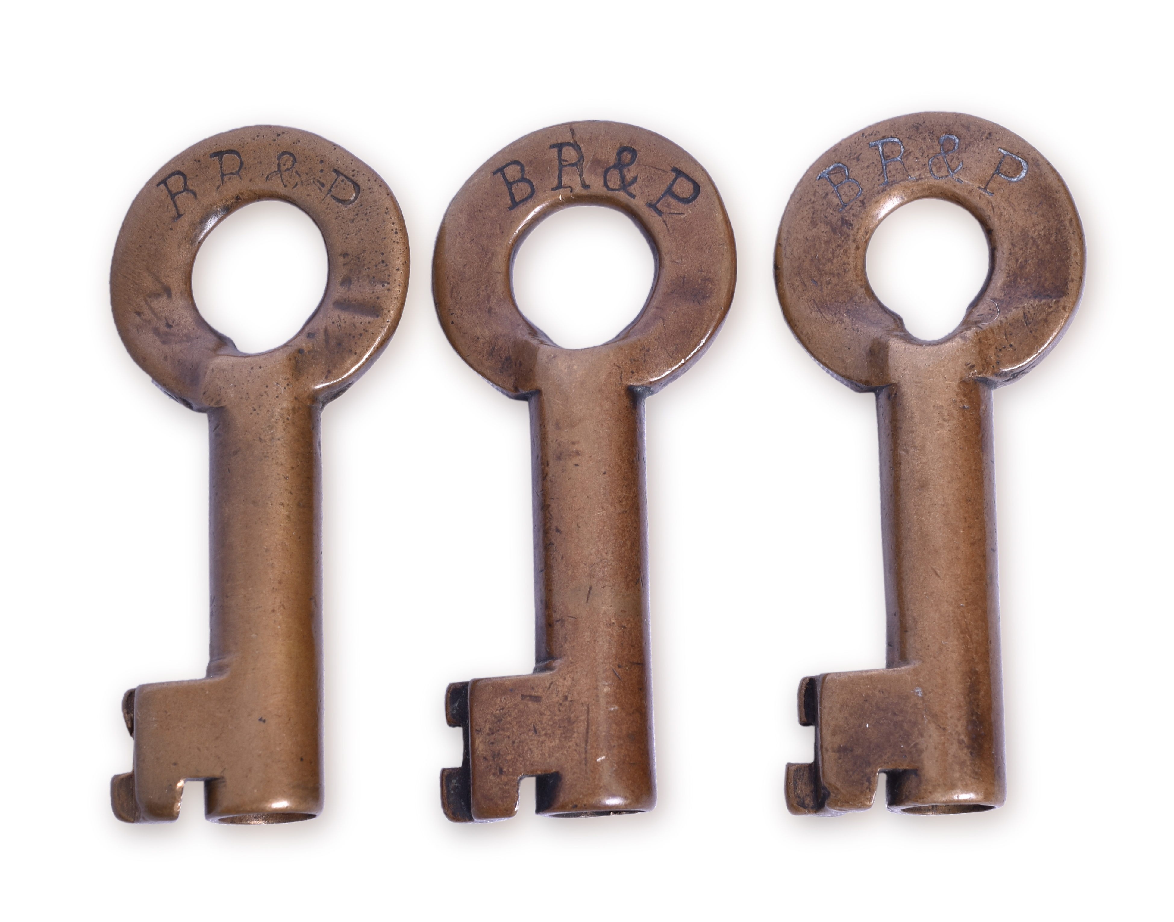 2024 - Three Bohannan Buffalo, Rochester & Pacific Railroad Brass Keys thumbnail