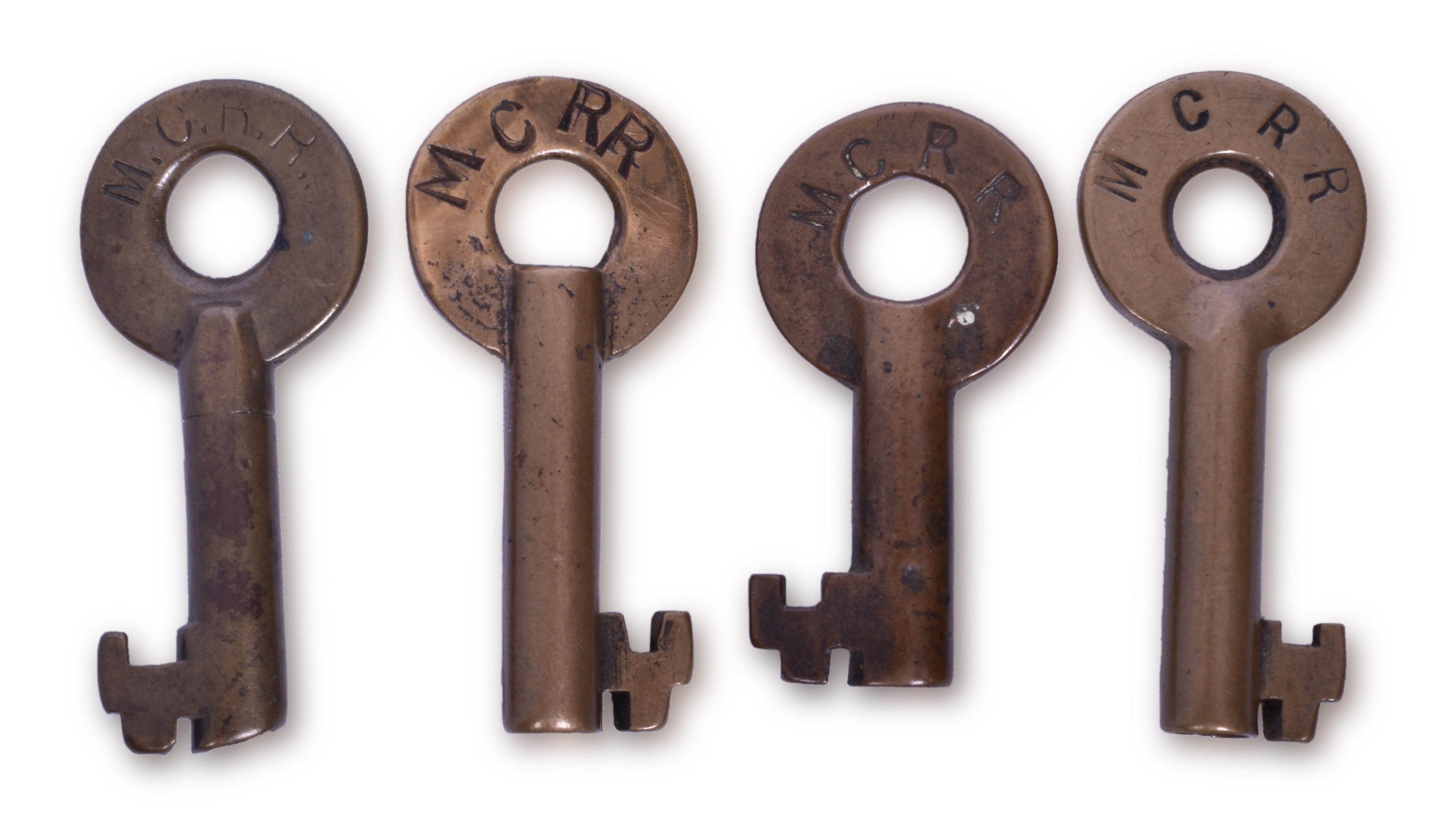 2034 - Four Michigan Central Railroad Brass Switch Keys - A&W, Fraim, Bohannan thumbnail