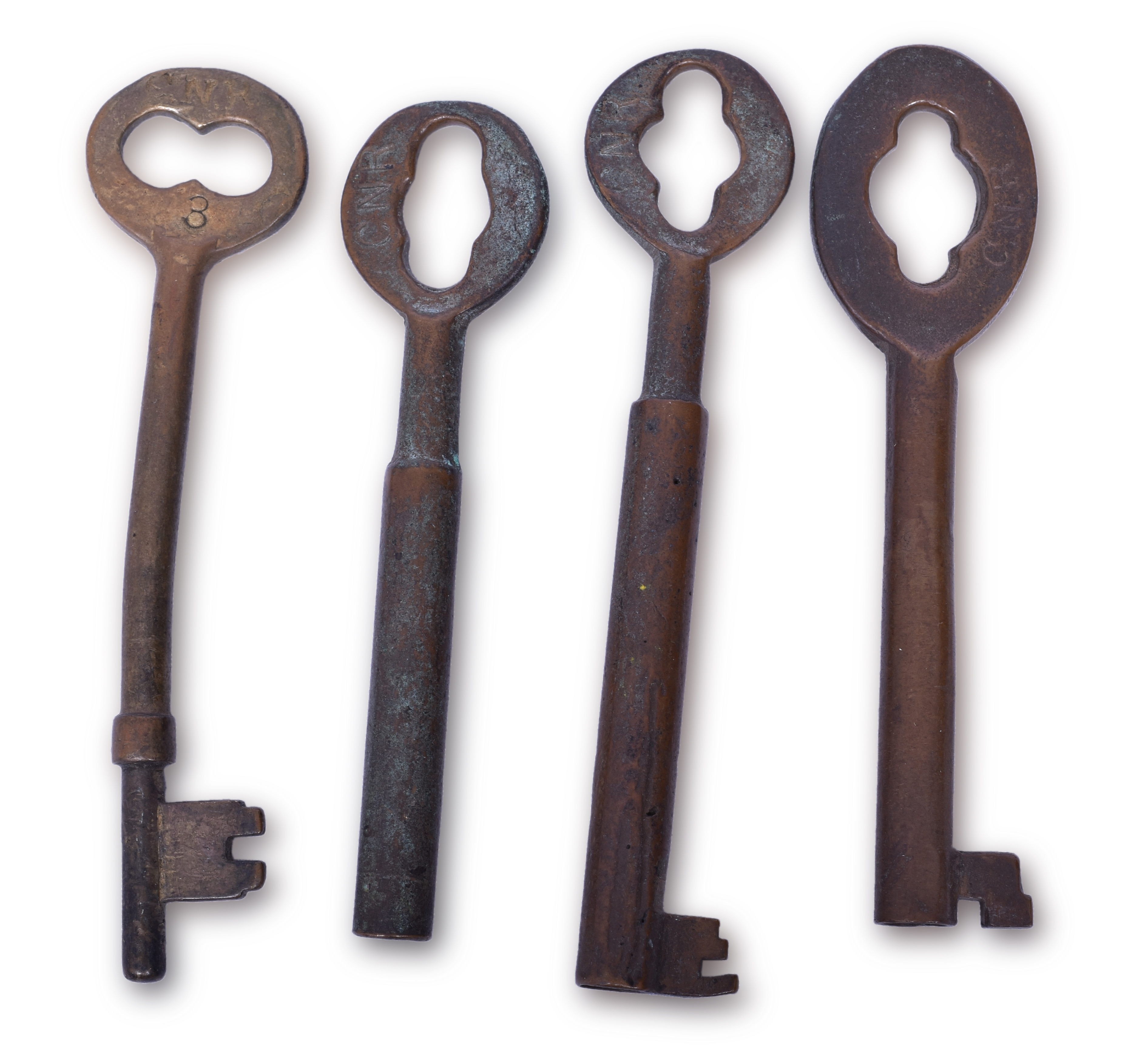 2036 - Four Canadian National Railway Coach / Caboose Brass Keys - Mitchell thumbnail
