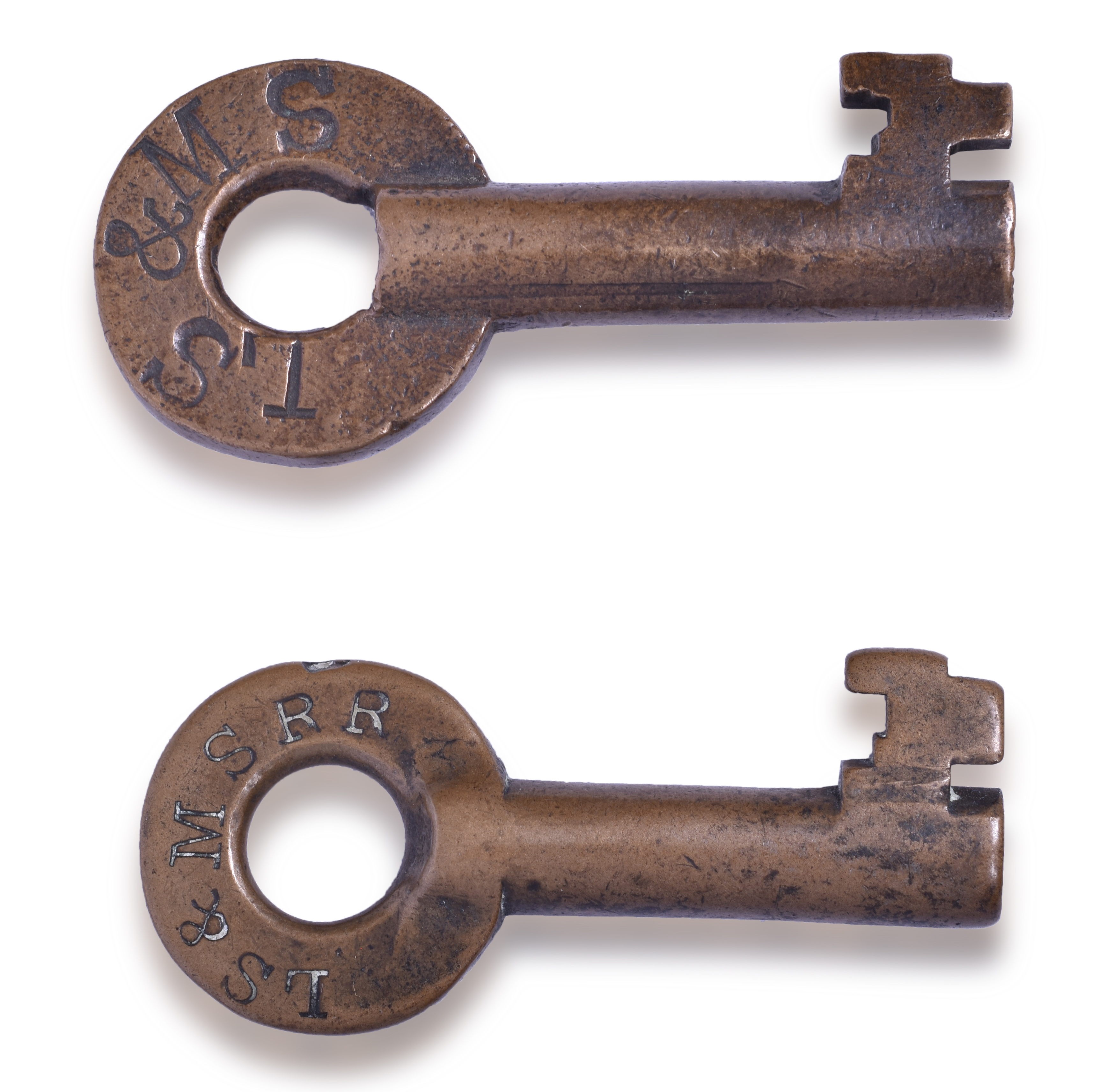 2038 - Pair of Lake Shore & Michigan Southern Railroad Serif Font Switch Keys thumbnail