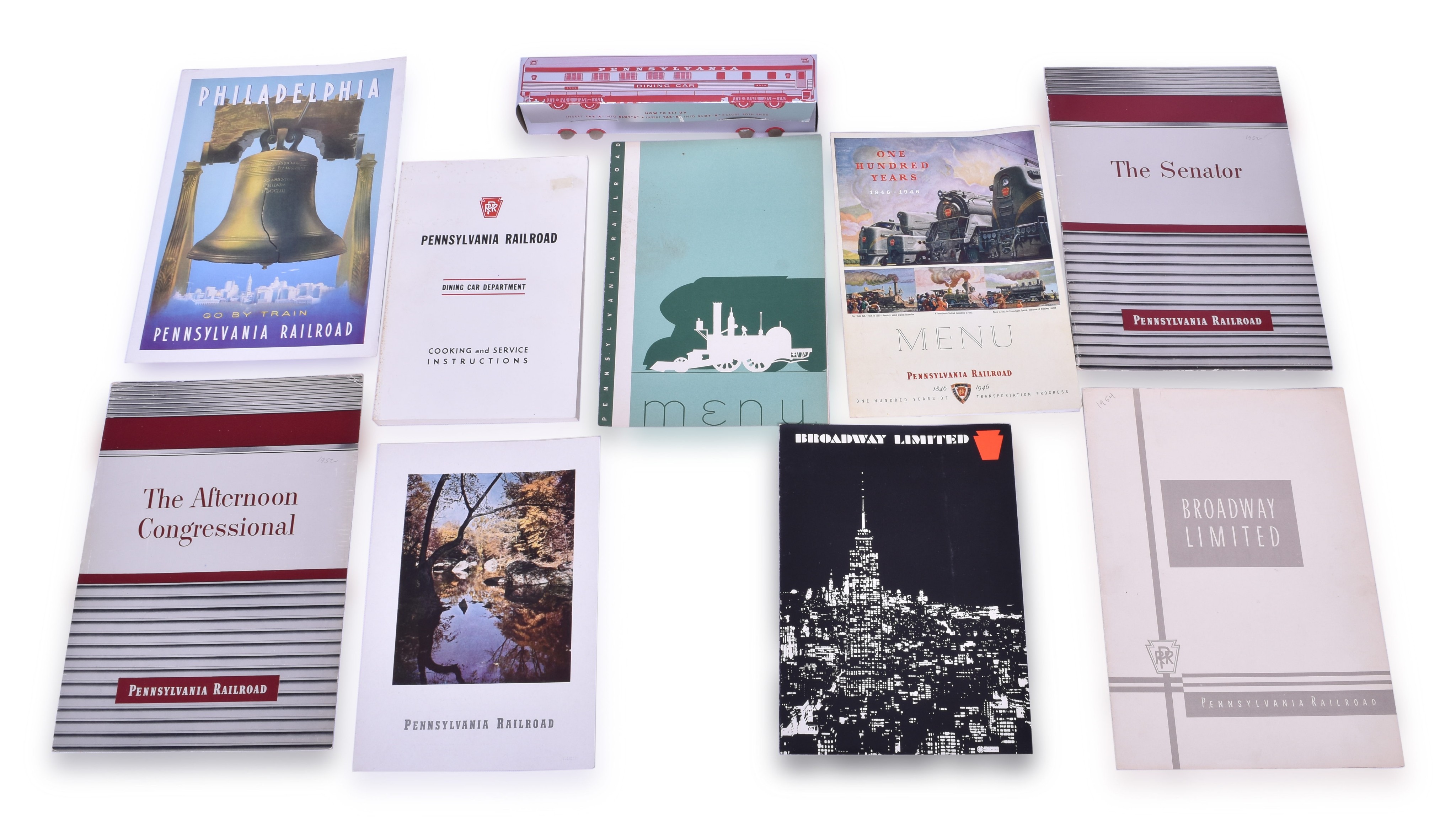 2039 - Group of Pennsylvania Railroad Menus and Reproduction Dining Car Cooking and Serving instructions thumbnail