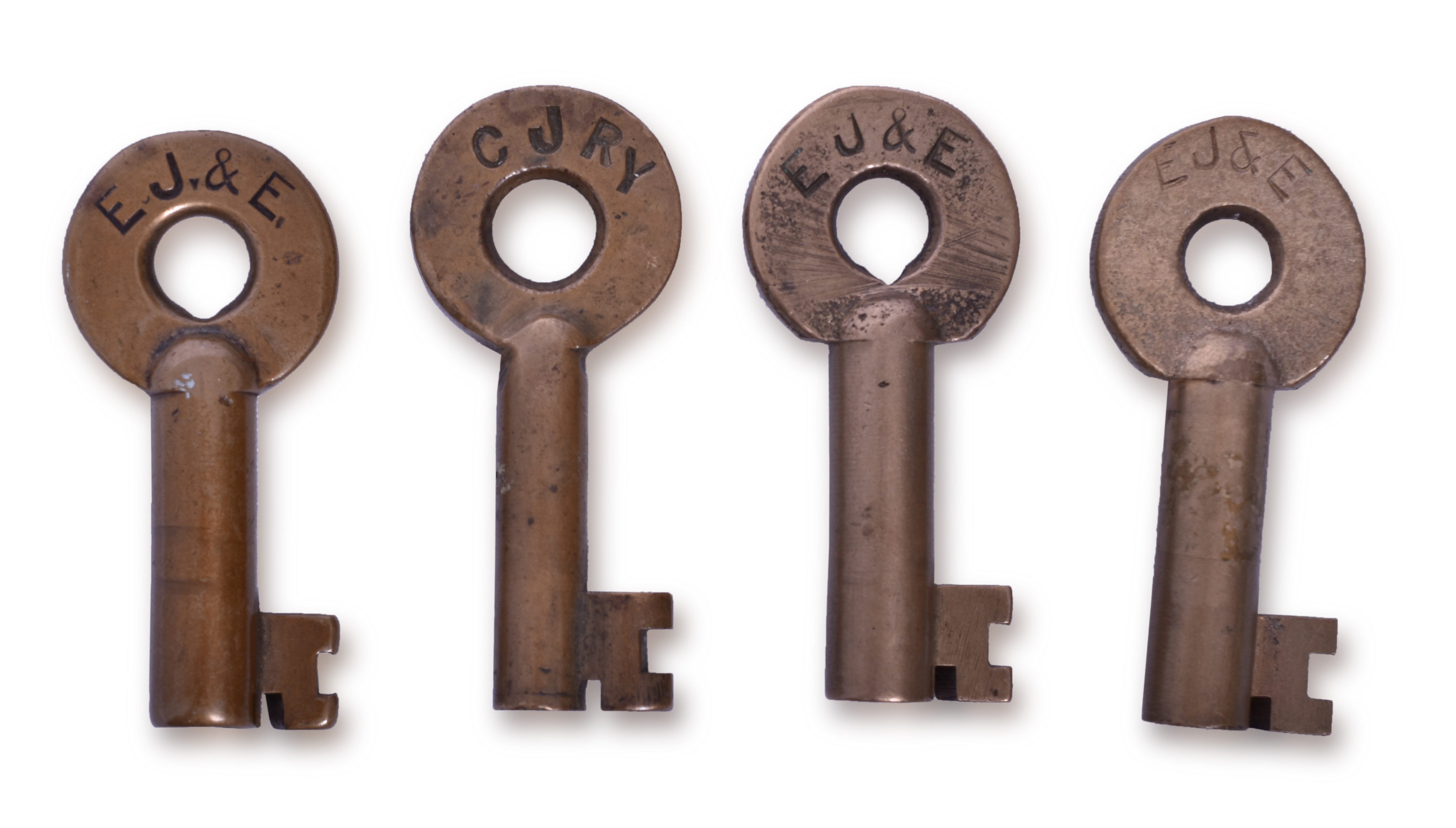 2048 - Four Elgin, Joliet & Eastern and Chicago Junction Railway Brass Keys thumbnail